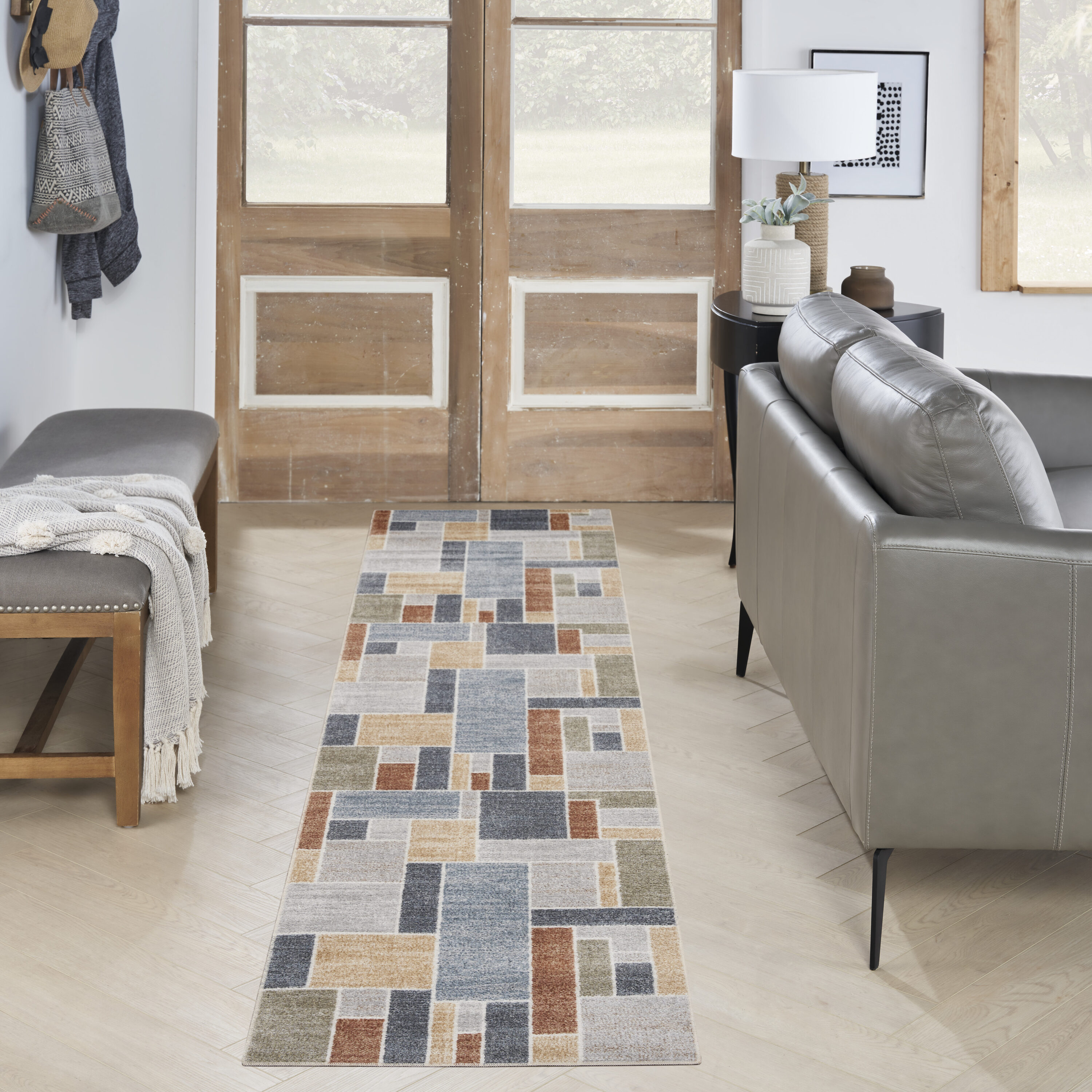 Nourison Home 099446979100 Astra Machine Washable 2 x 6 (ft) Loomed Polyester Multicolor Rectangular Indoor Geometric Machine washable Runner rug