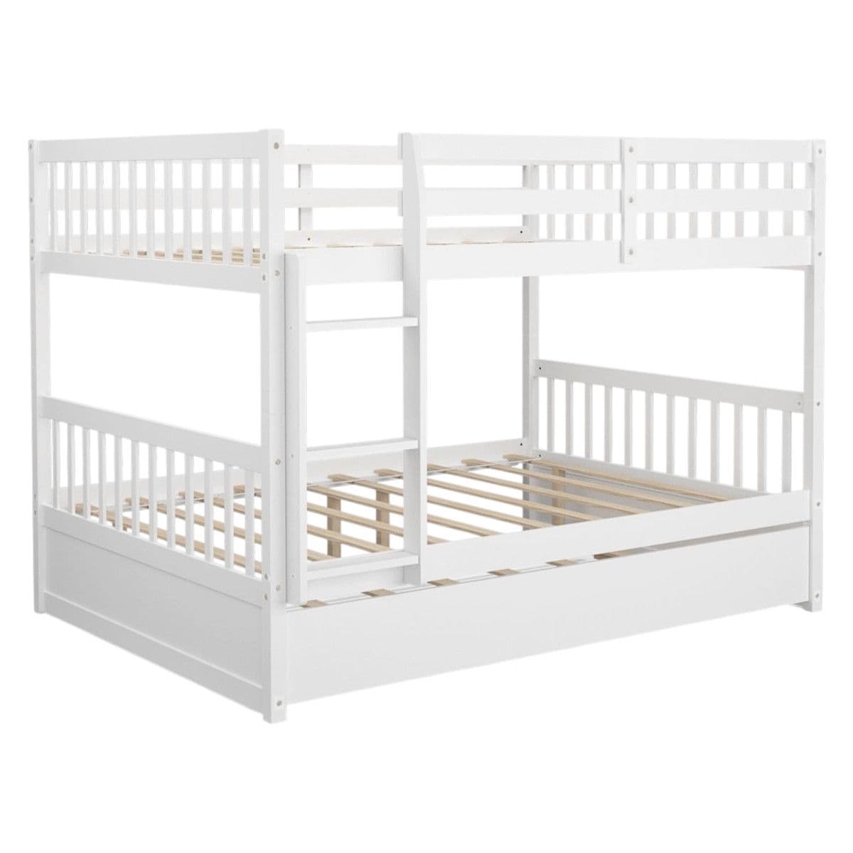 Slickblue Full Bunk Bed with Trundle High Guardrails Sturdy Ladder and Convertible Design for Bedrooms or Dorms