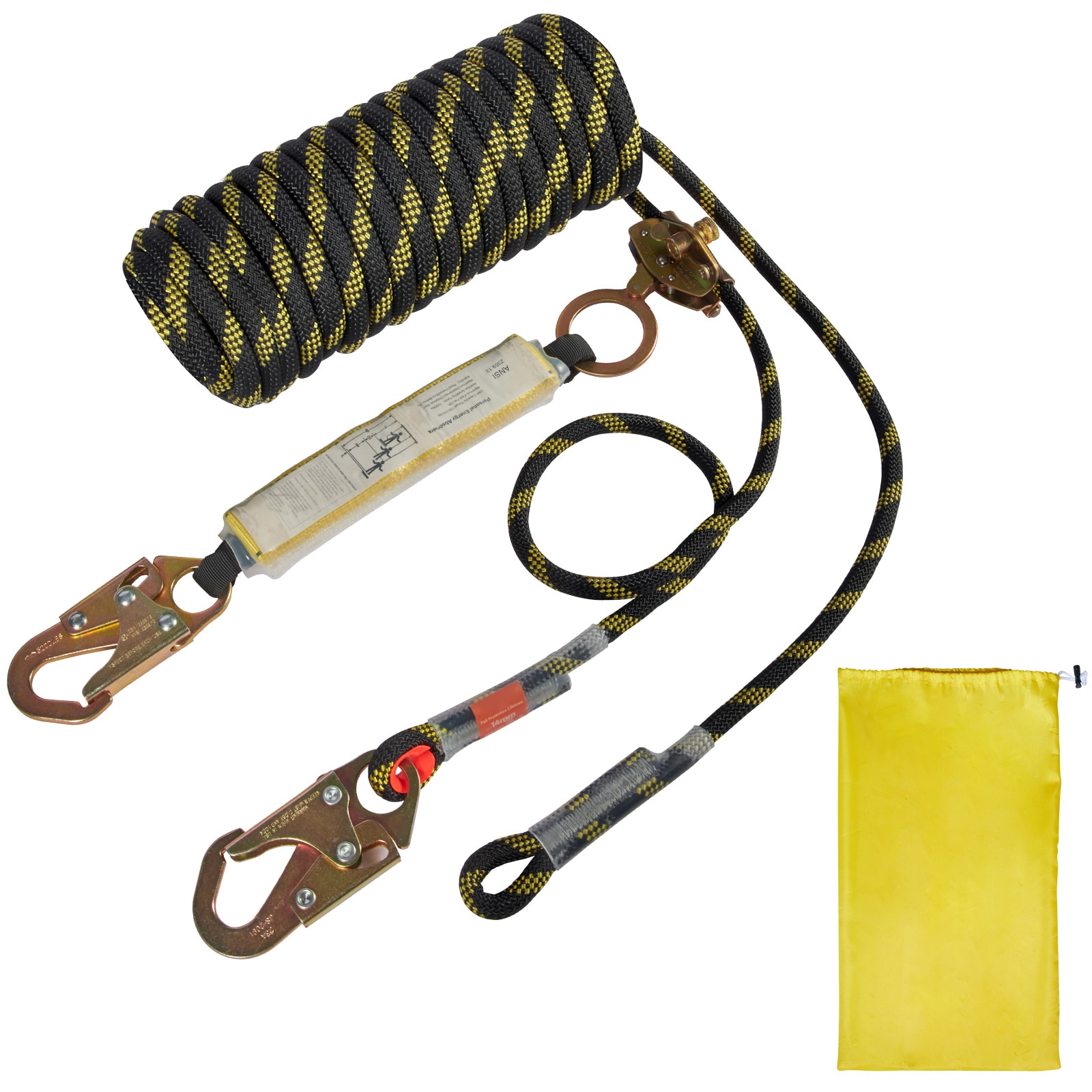VEVOR SCCZSMXHHXWS01949V0 Vertical Lifeline Assembly  0.55ftft x 50ft Fall Protection Rope with 30 KN Breaking Tension  Polyester Roofing Rope with Steel Snap Hooks  Rope Grab  and Shock Absorber  ANSI Compliant