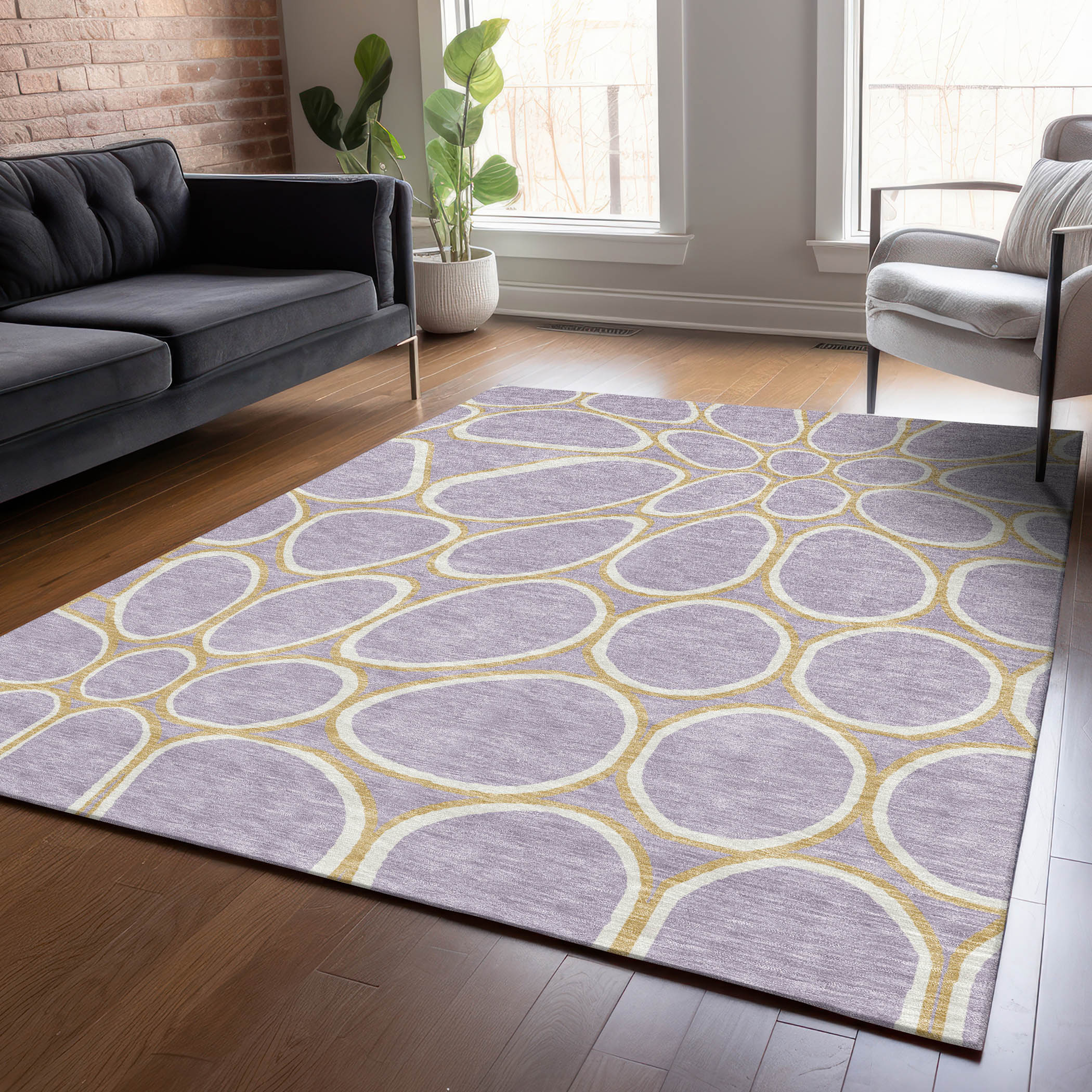 Addison Rugs ACN1041LV30X46 Chantille ACN1041LV 2 x 3 (ft) Polyester Lavender Rectangular Indoor/Outdoor Geometric Machine washable Area rug
