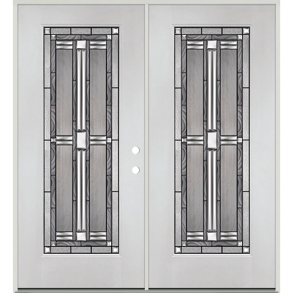 Greatview Doors FG518DBL60L-6 72-in x 80-in x 6-9/16-in Fiberglass Full lite Left-hand inswing Fiberglass Unfinished Prehung Double Front Door Insulating core