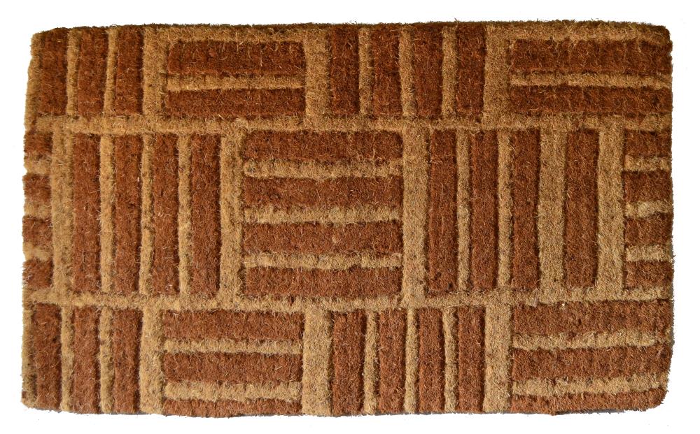 Brown and Beige Coir Outdoor Rectangular Doormat 18x30x1.5"