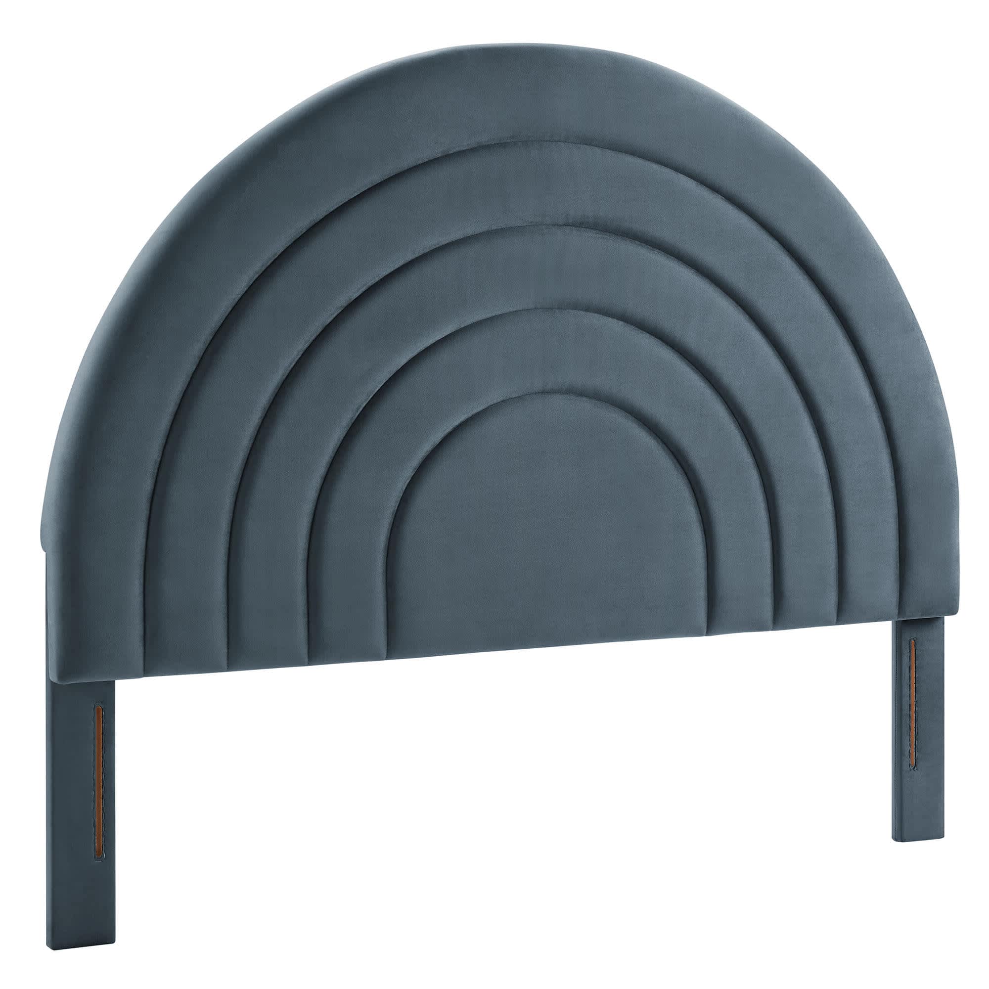  Solana Arched Performance Velvet Queen Headboard in Cadet Blue