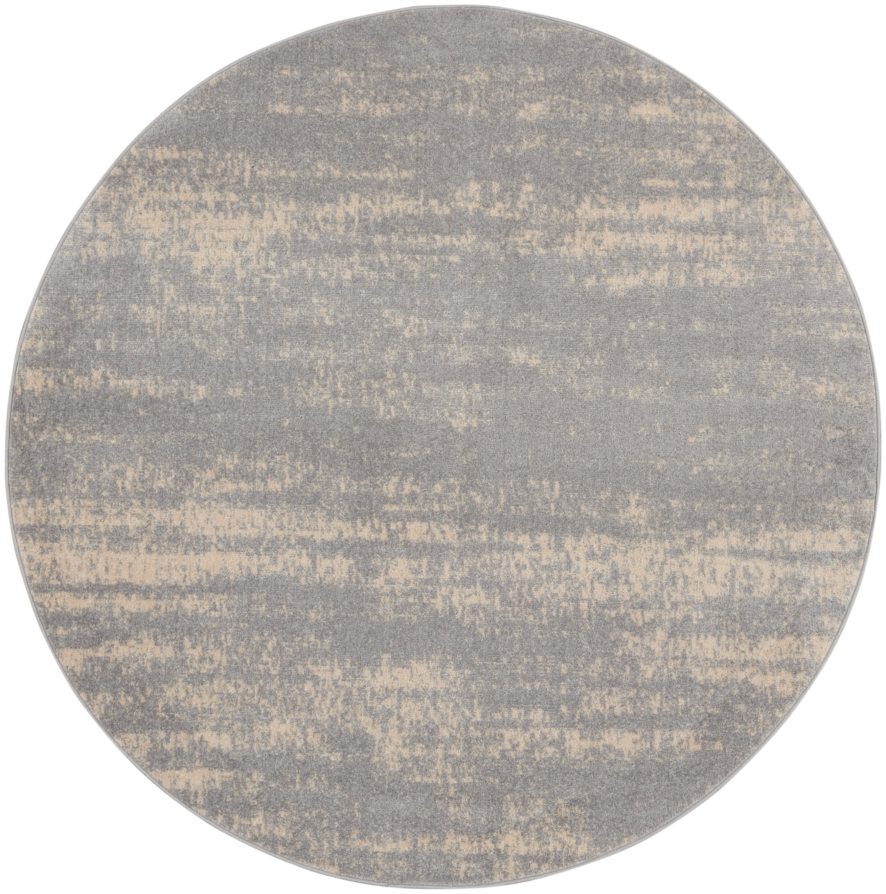 Nourison Essentials 8 X 8 (ft) Grey/Beige Round Indoor/Outdoor Abstract ...