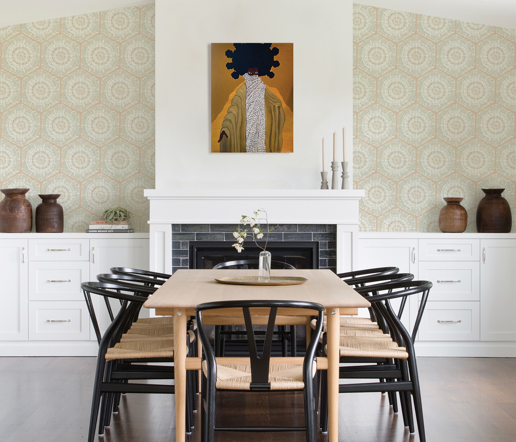 Peach Geometric Self-Adhesive Removable Wallpaper Roll