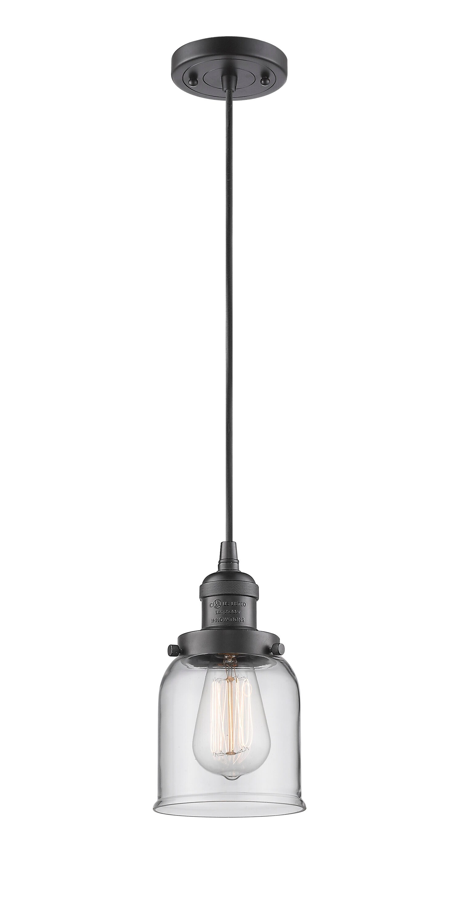 Innovations Lighting 201C-OB-G52 Bell Oil Rubbed Bronze Industrial Clear glass Bell Medium Hanging Pendant light