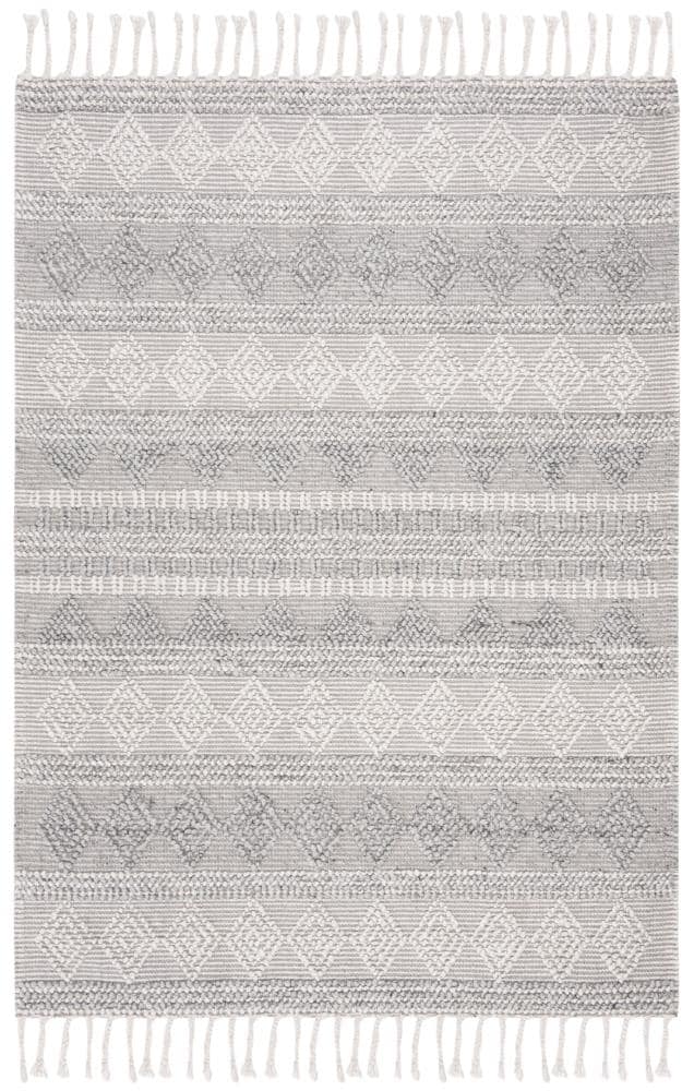 Ivory & Silver Hand-Tufted Wool-Viscose Blend Area Rug, 5' x 8'