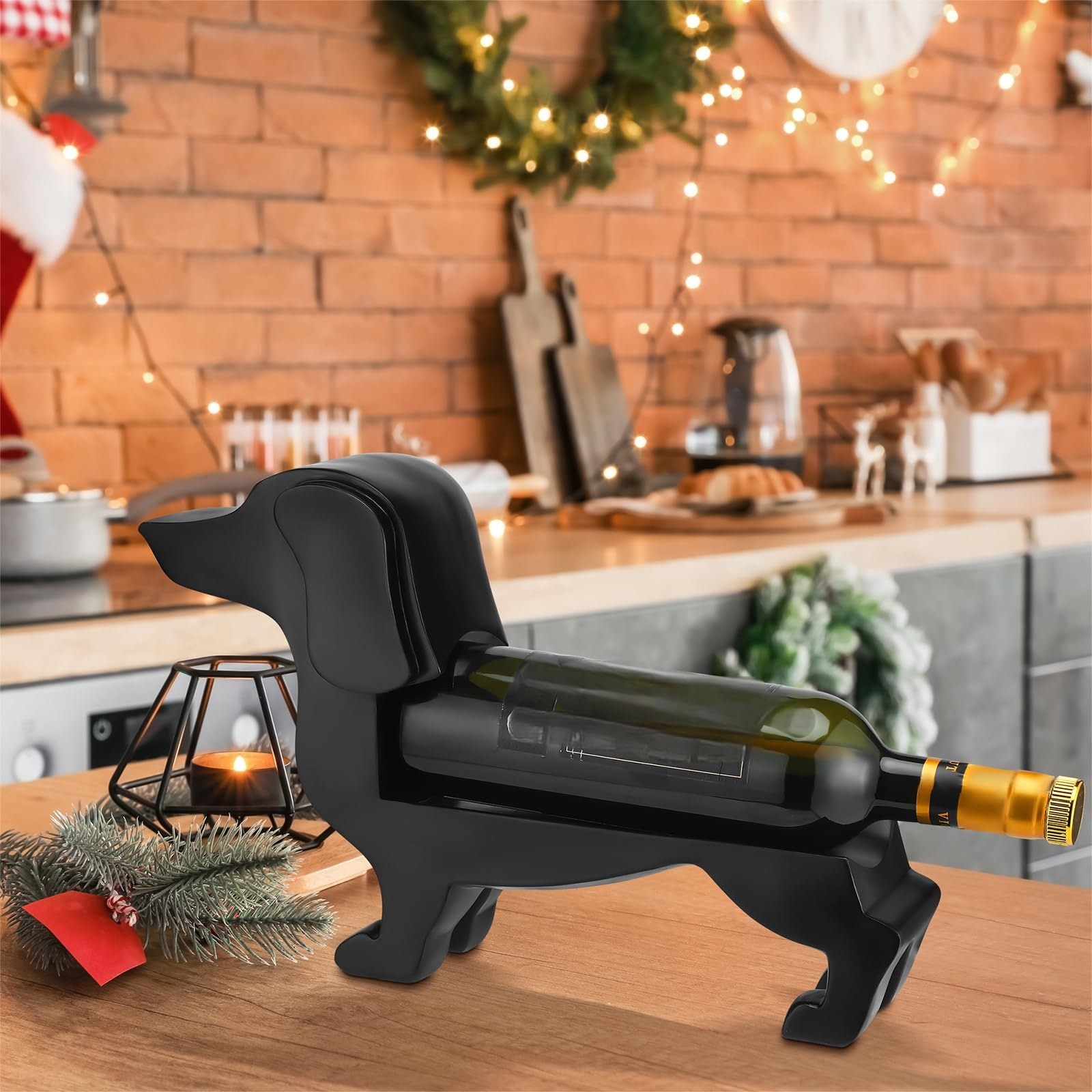 Aoibox  Dachshund Dog Tabletop Wine Bottle Holder Resin Figurine Decorative Rack Holds 1 Standard Bottle 14 96