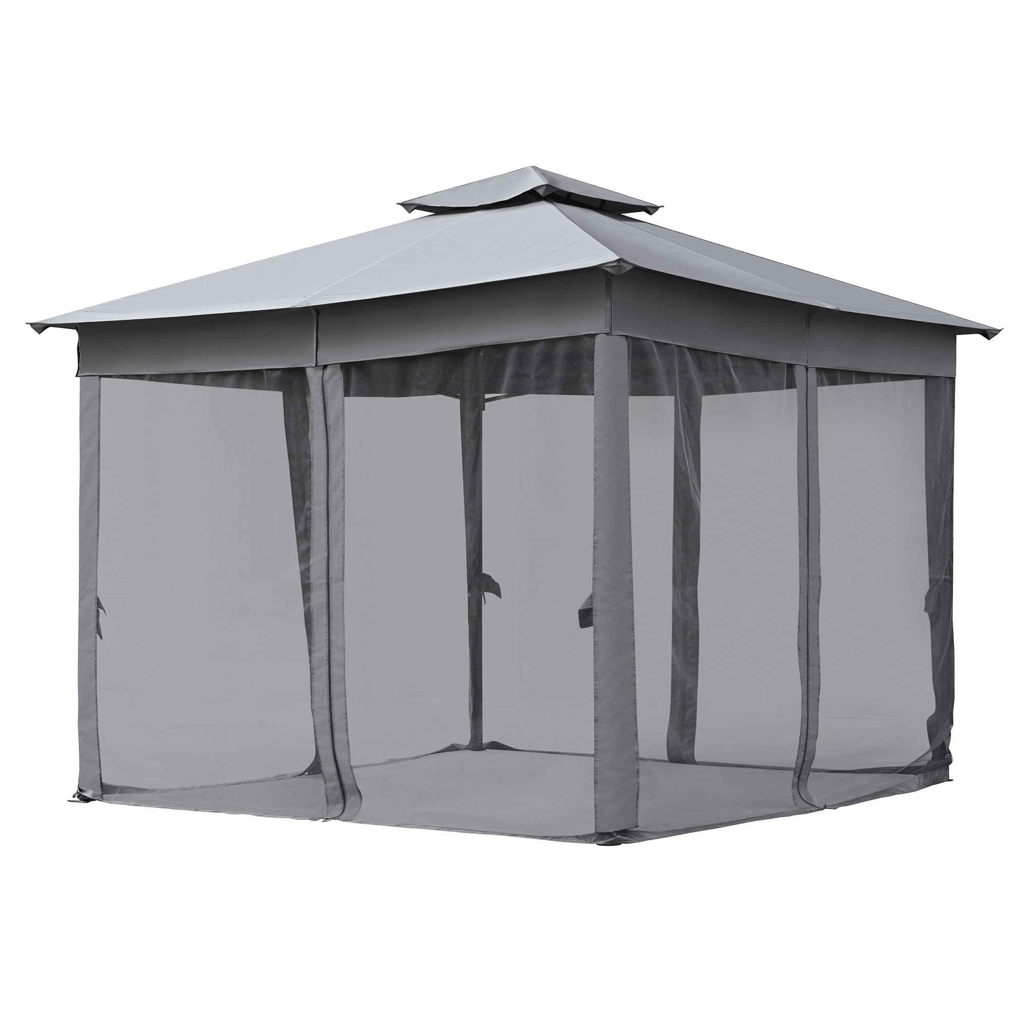 SINOFURN SYB740012WT 10-ft x 10-ft Gray Square Semi-permanent Gazebo with Soft top Roof (Screen Included)