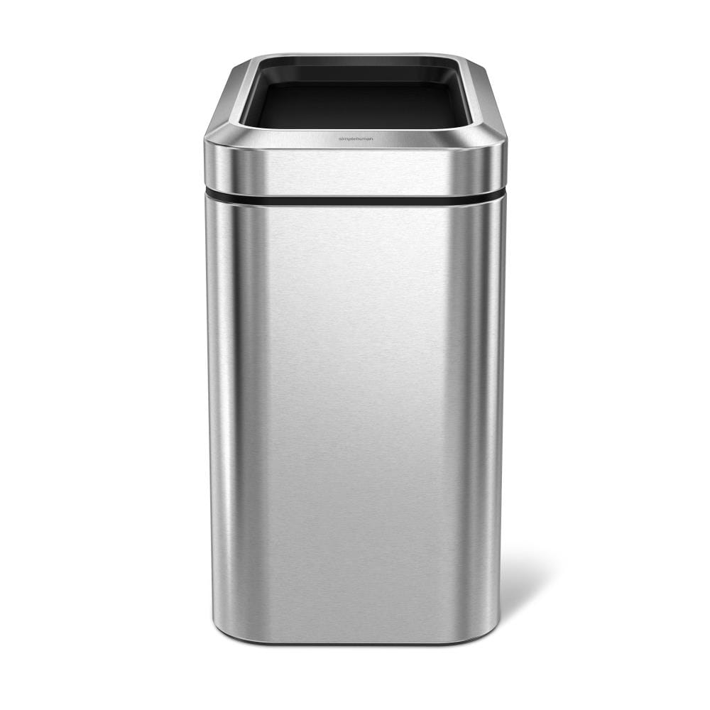 simplehuman 25 Liter / 6.6 Gallon Slim Open Top Trash Can, Commercial Grade  Heavy Gauge Brushed Stainless Steel 