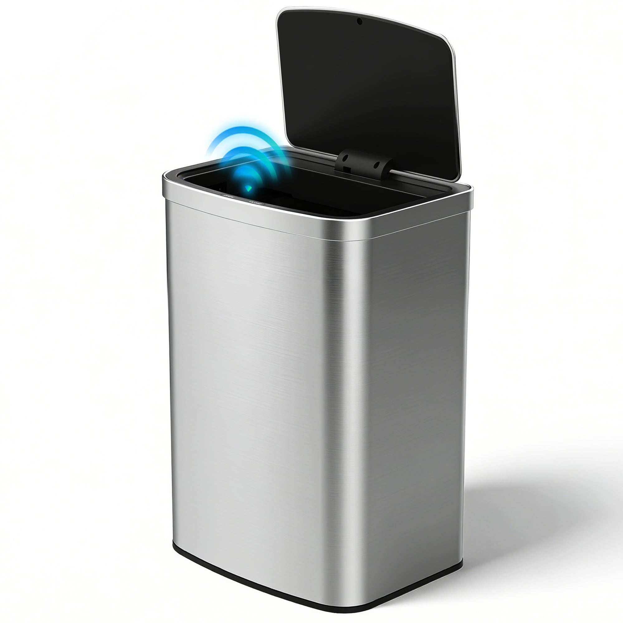 MEGA CASA  13 Gallon Stainless Steel Indoor Touchless Sensor Soft-Close Lid Trash Can
