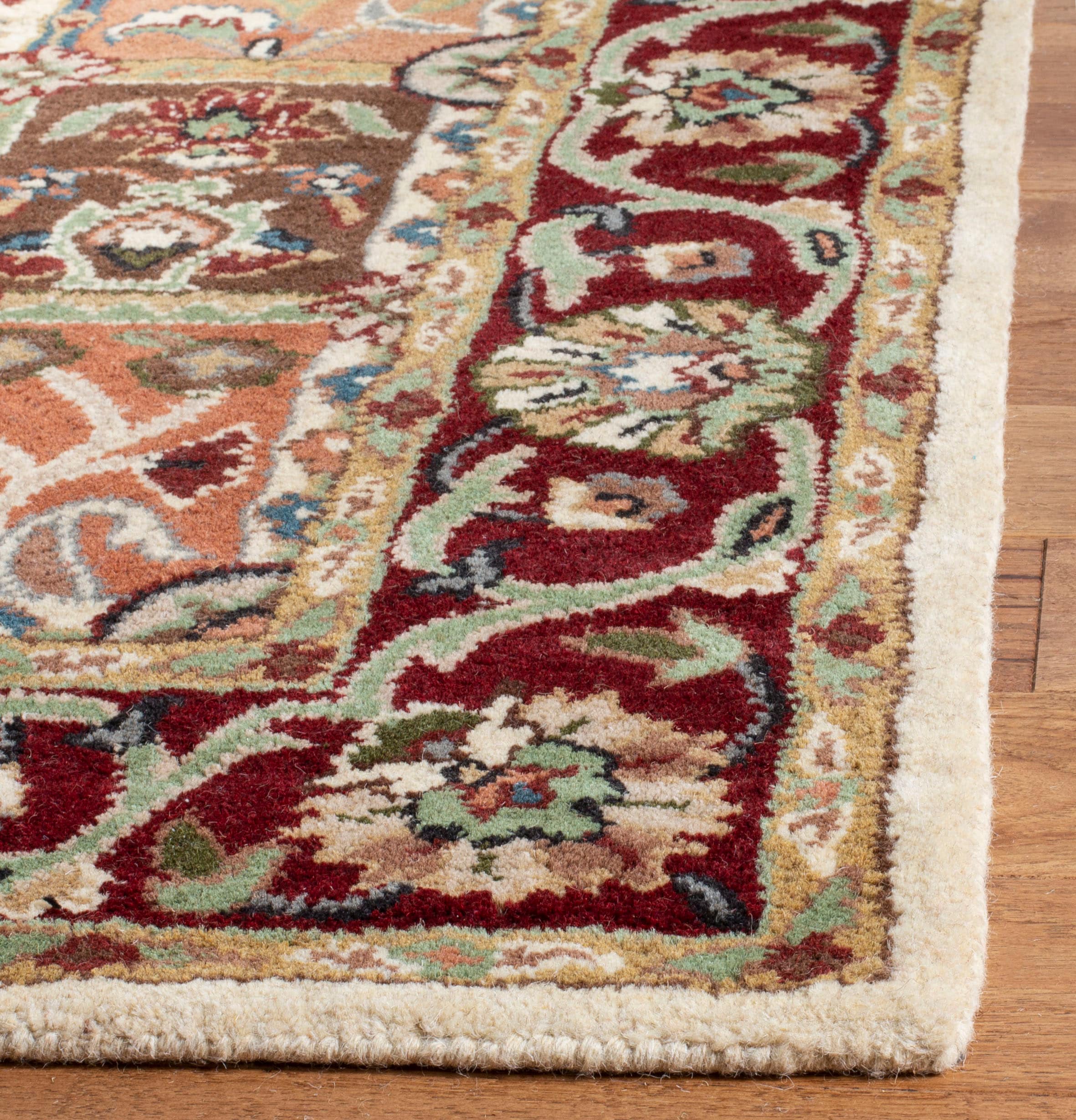 Handmade Reversible Red Wool 4' x 6' Tufted Rug