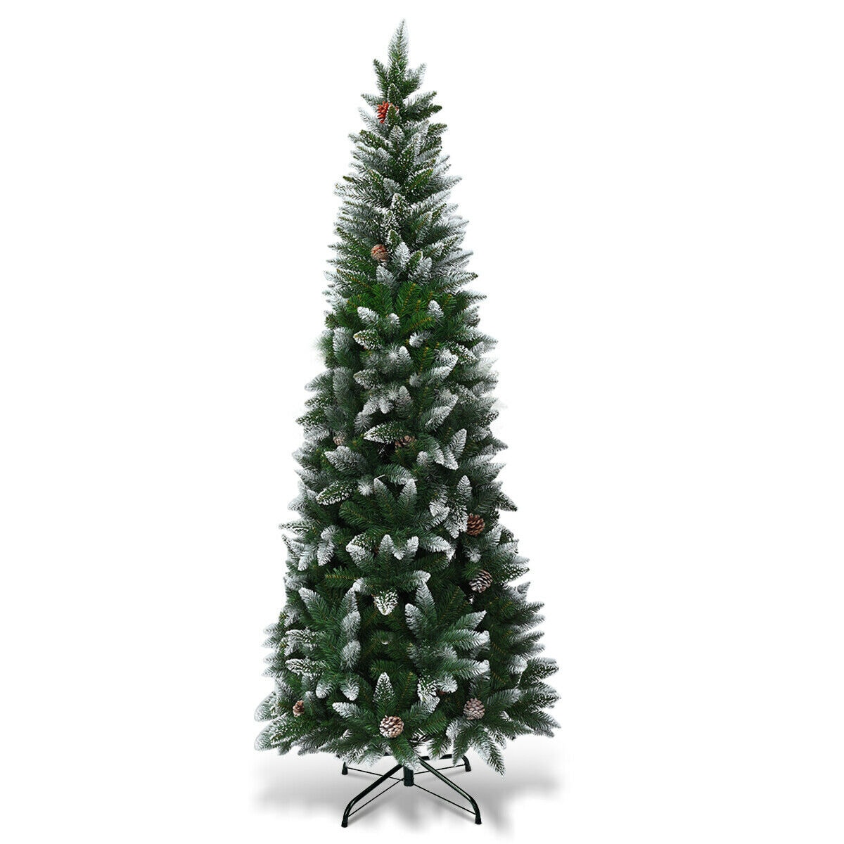 WELLFOR CM-HWY-22053 7.5-Feet Pencil Flocked Artificial Christmas Tree