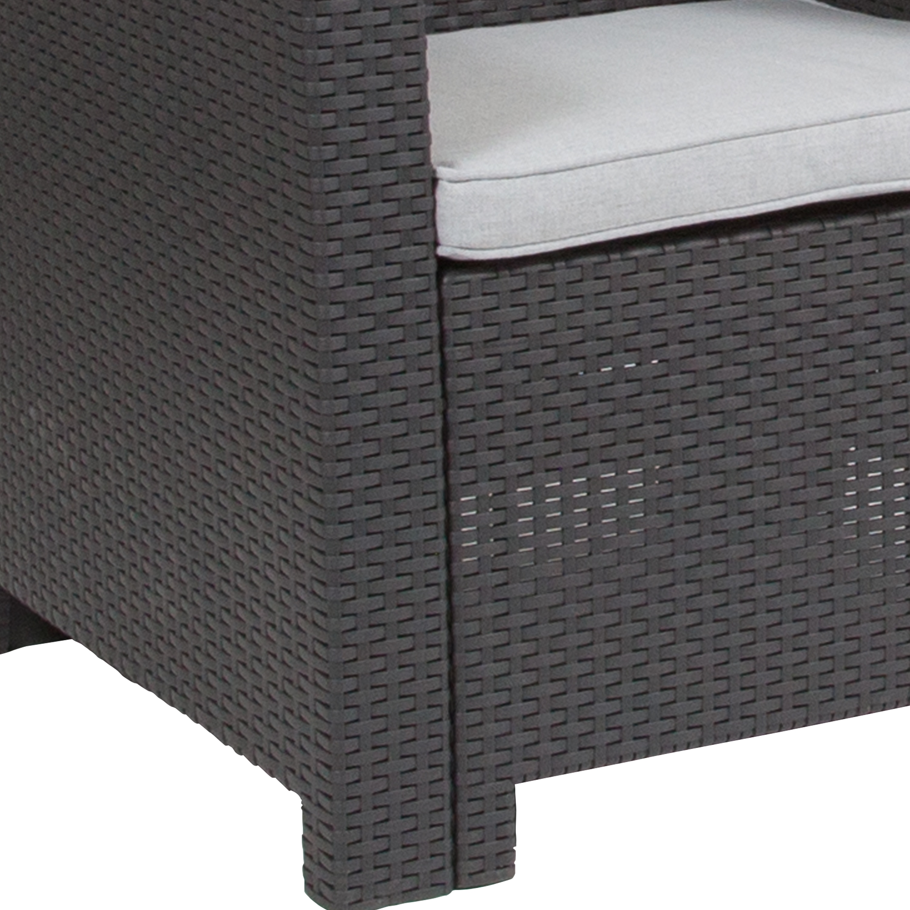 Light Gray Faux Rattan Armchair with Cushions