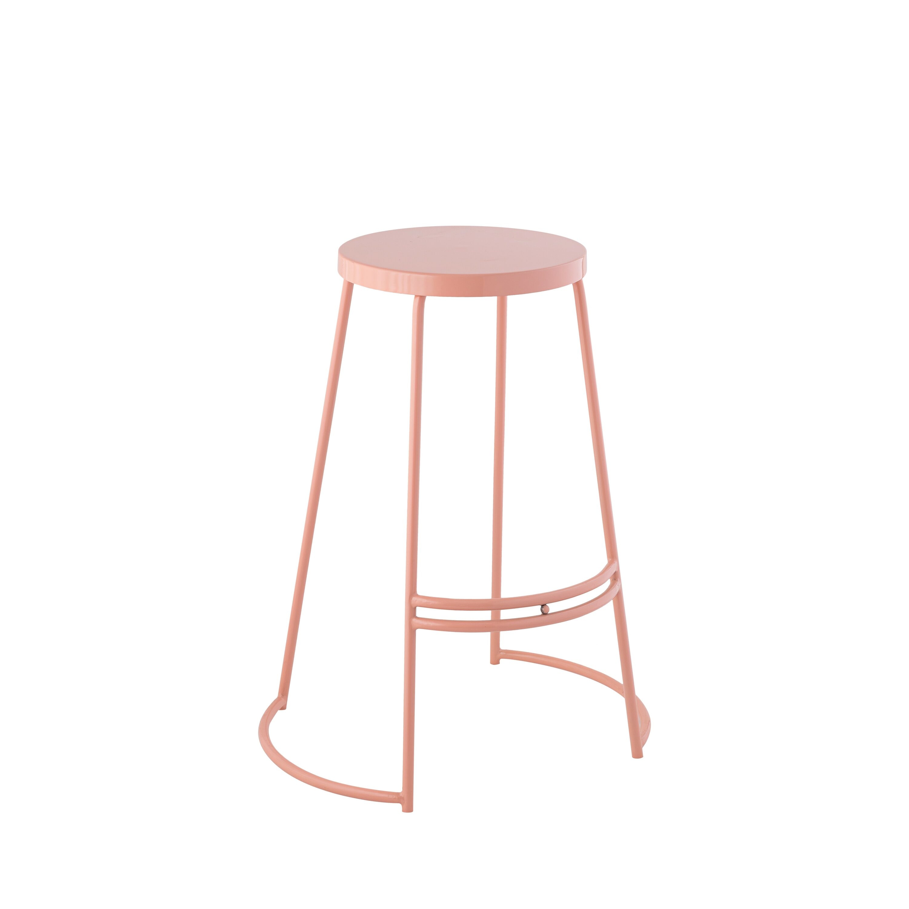 JONATHAN  Y BSL1001C Hula Modern Designer Iron Curved Backless Bar Stool Pink 28.75-Inches H Bar height Round seat Metal Bar Stool
