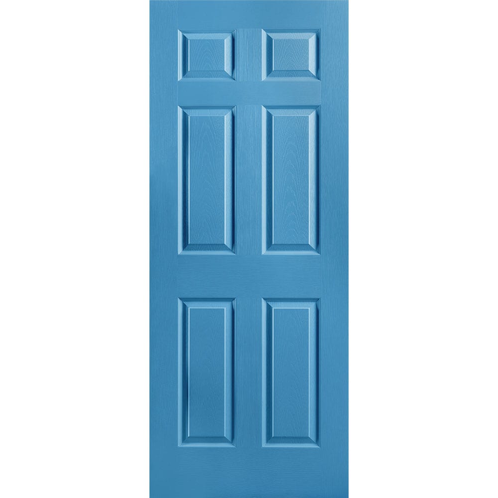 Masonite 1316865 Traditional 32-in x 80-in Blue Heron 6-panel Textured Solid core Prefinished Molded composite Slab Door