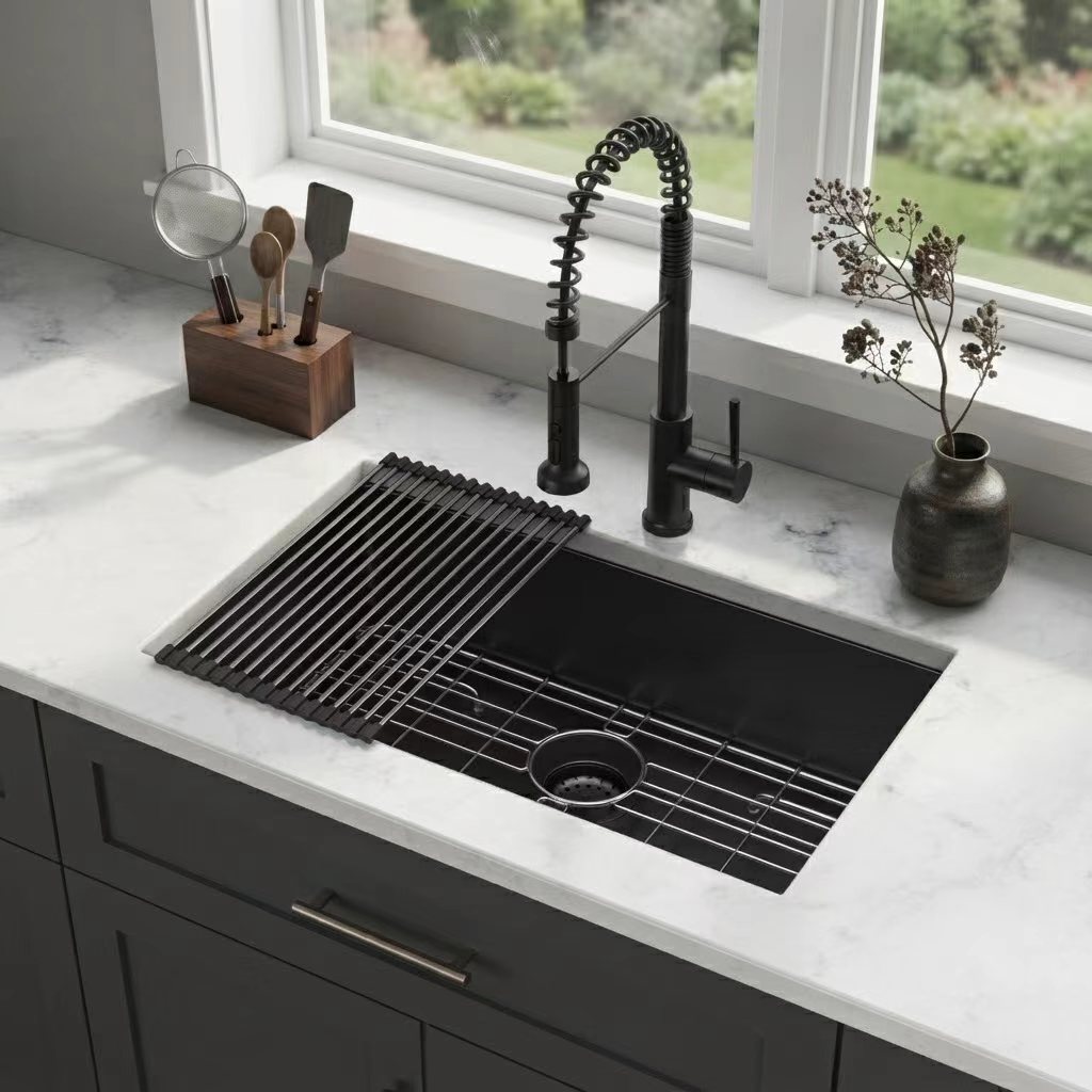 MYRYY Undermount 30-in x 18-in Stainless Steel Single Bowl 16-Gauge Kitchen Sink Bottom Grid Included