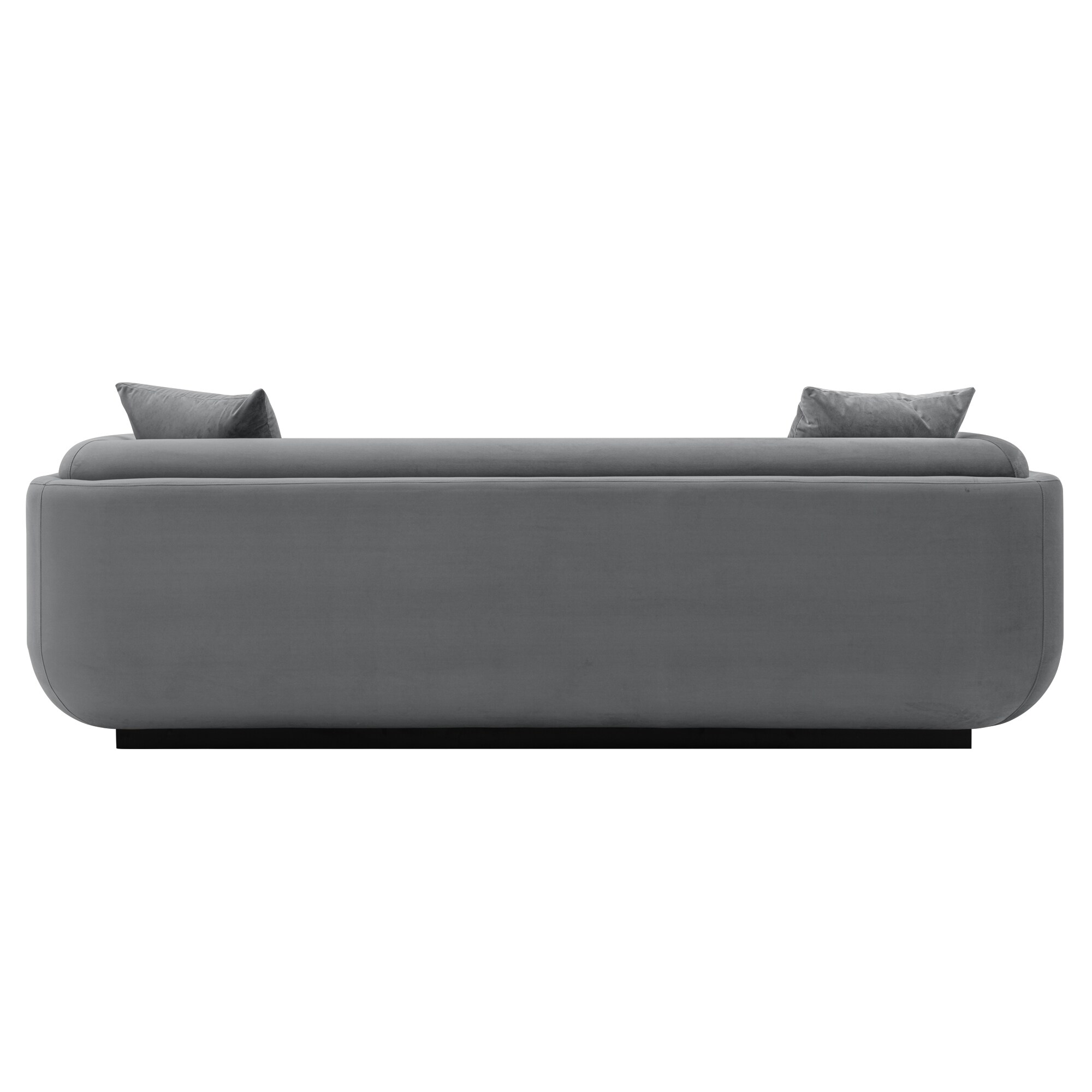 Edmonda Dark Gray Velvet Upholstered Sofa with Pillows