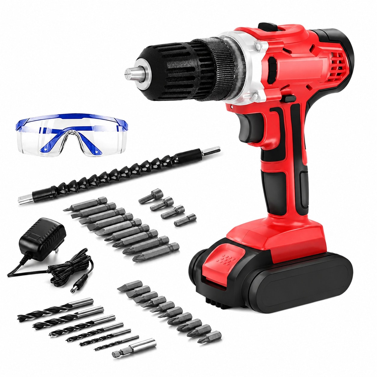 Avid Power 21V Cordless Drill Set 30nm Torque 2 Speed 38 Keyless Chuck Led Work Light For Diy Home Improvement