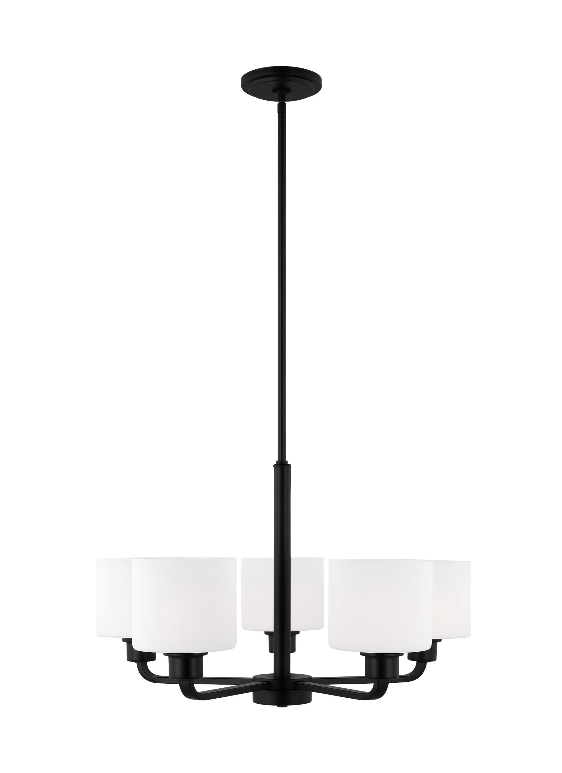 Generation Lighting 3128805EN3-112 Canfield 5 -Light Matte Black Modern/contemporary For Use in Dining Rooms, Foyers, Living Rooms Chandelier