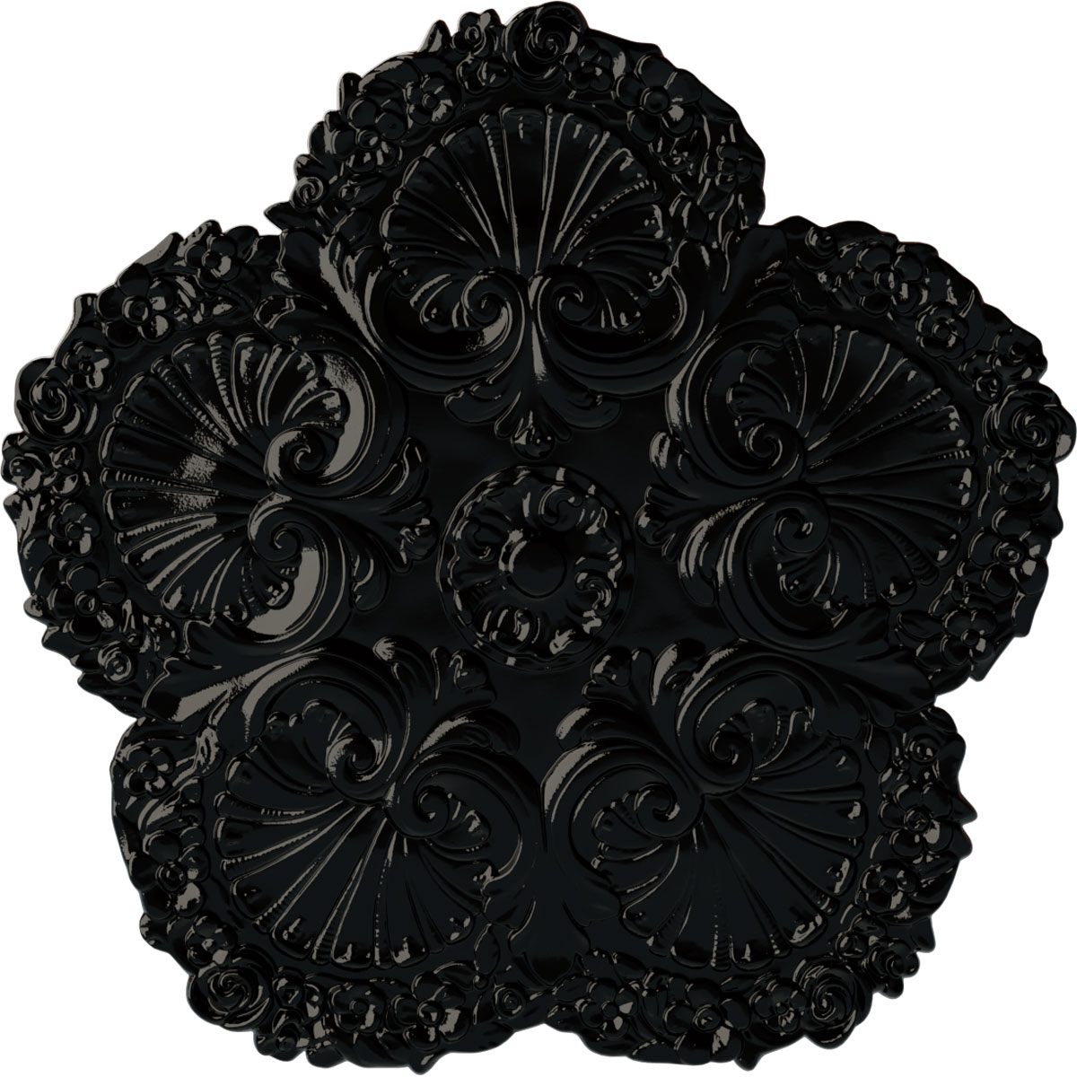 Ekena Millwork CM25SHBPS Shell 25.625-in W x 25.625-in L Painted Black Pearl Polyurethane Whole Ceiling Medallion