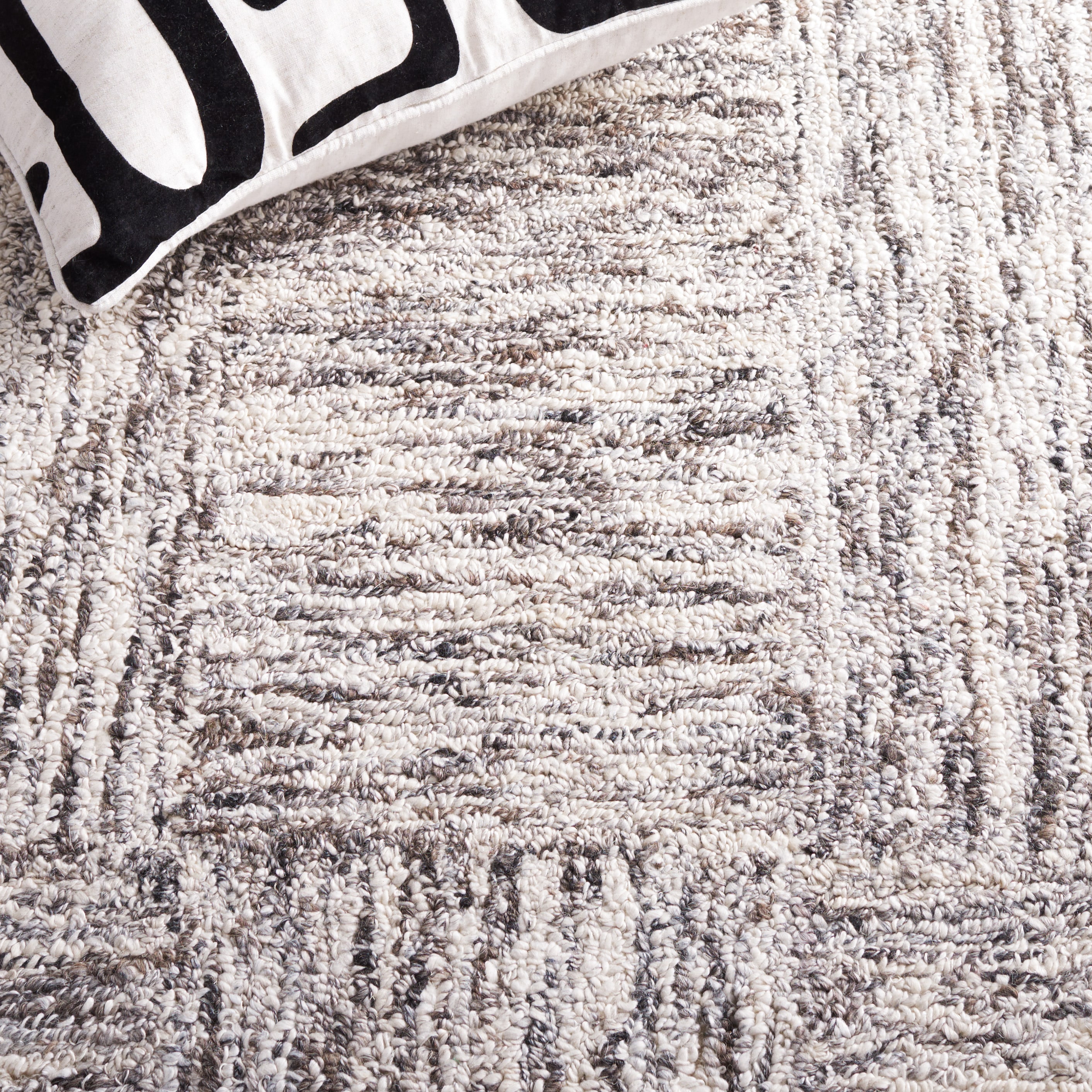 Ivory & Charcoal Abstract Hand-Tufted Wool Blend Runner Rug - 2'3" x 8'