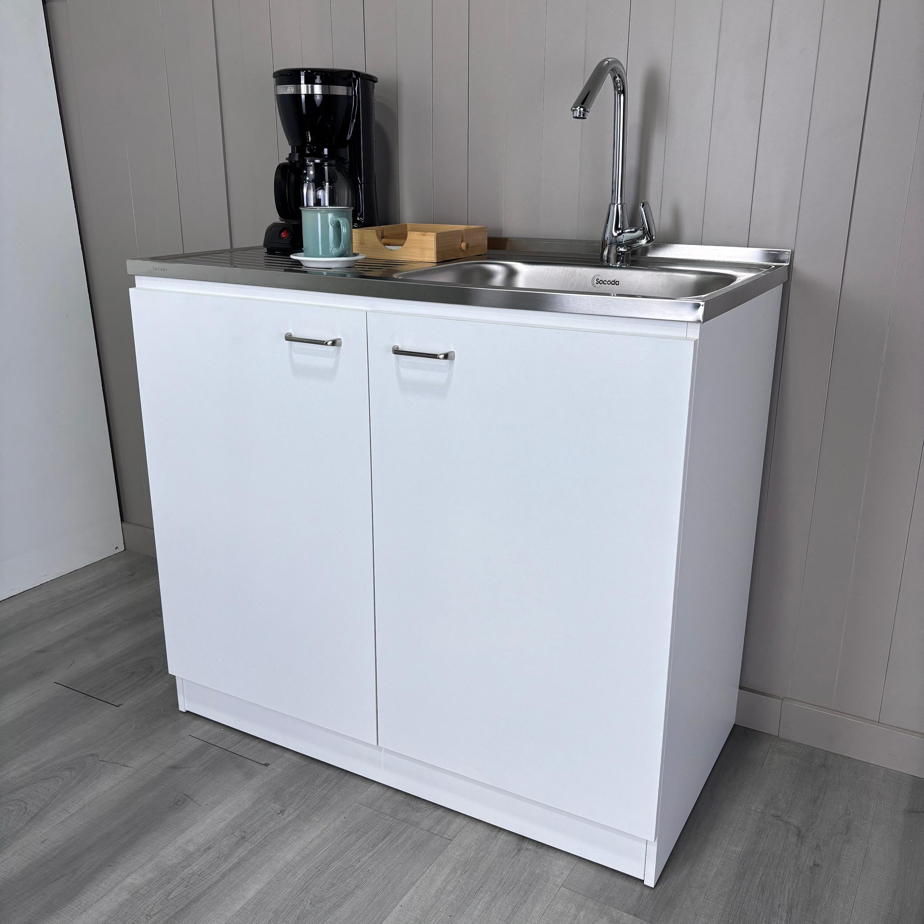 Tuyubris Inc. Utility Sink Cabinet Freestanding White Stainless Steel ...