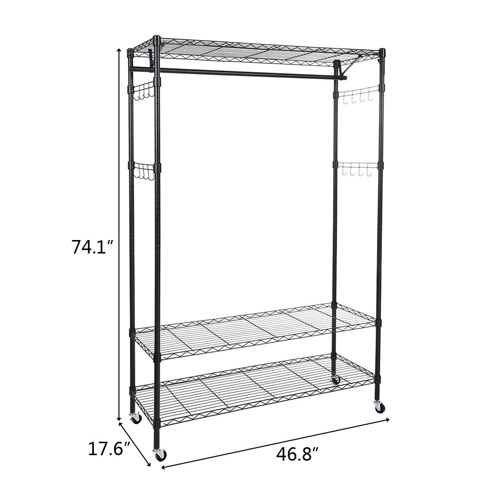 Winado Black Steel Clothing Rack, Freestanding, 70.86-in Height, 47.24 ...