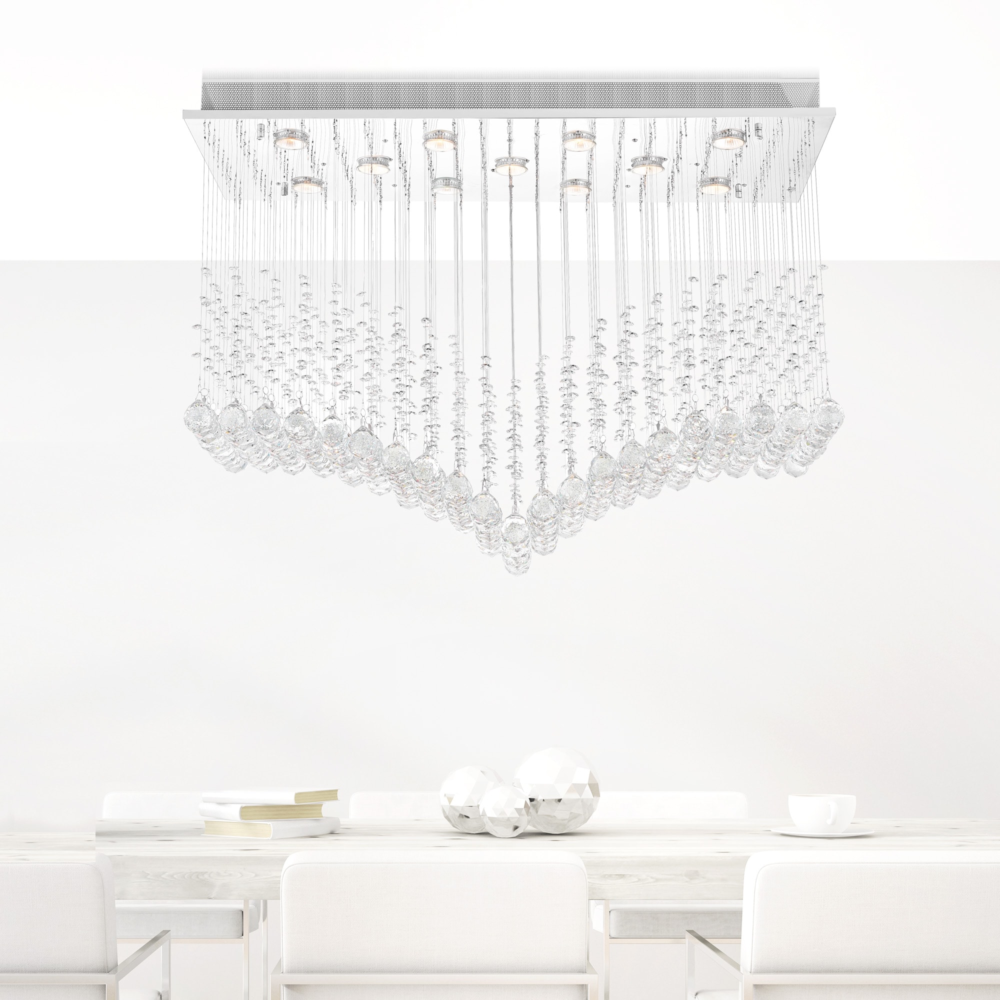 CWI Lighting 6610C36C Twinkle 11 -Light 36-in Multiple finishes Chrome Flush Mount Light