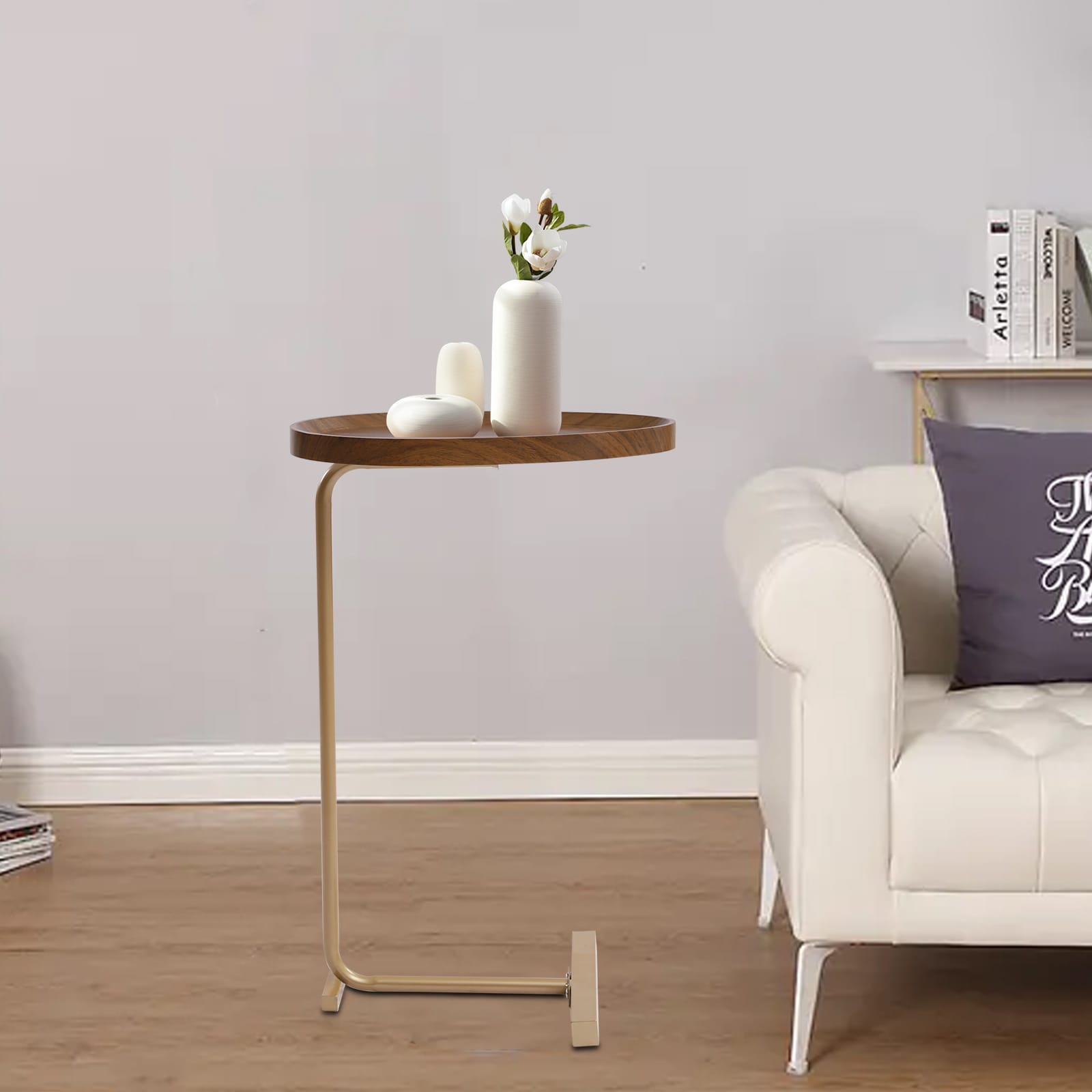 CNCEST JJ9WXXV3WDLYF 17.7-in W x 27.5-in H Walnut Brown Wood Corner Midcentury End Table Assembly Required