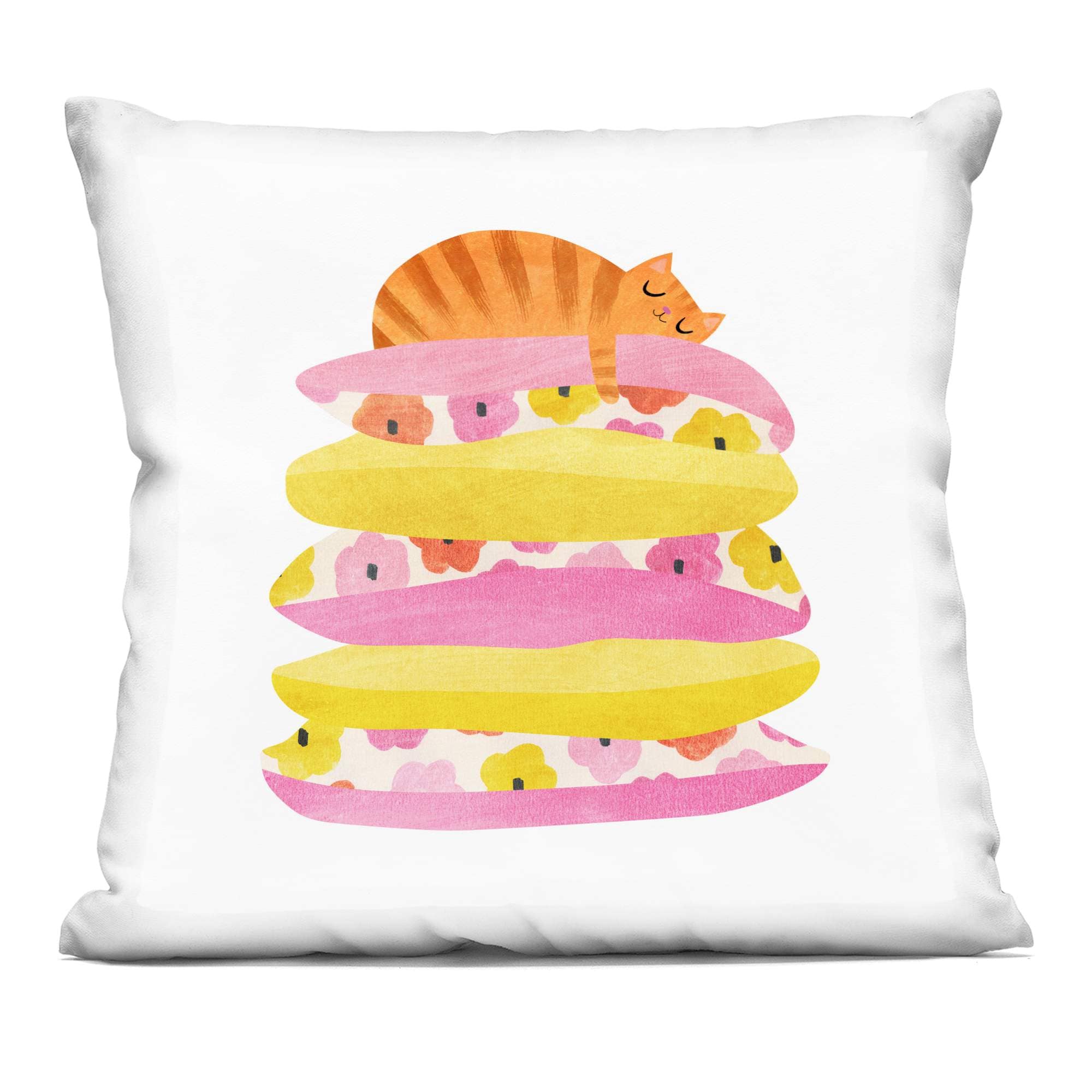 Stupell Industries  Sleepy Cozy Orange Cat Decorative Printed Throw Pillow design by Planet Cat by Angie Rozelaar 18 x 18