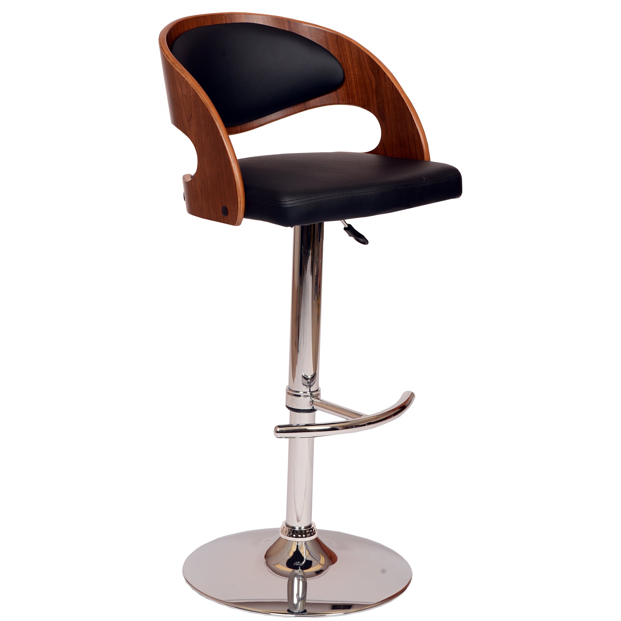 Armen Living 721535776870 Chrome 24.0-in H Adjustable Height Counter height Square seat Upholstered Metal Bar Stool and Back