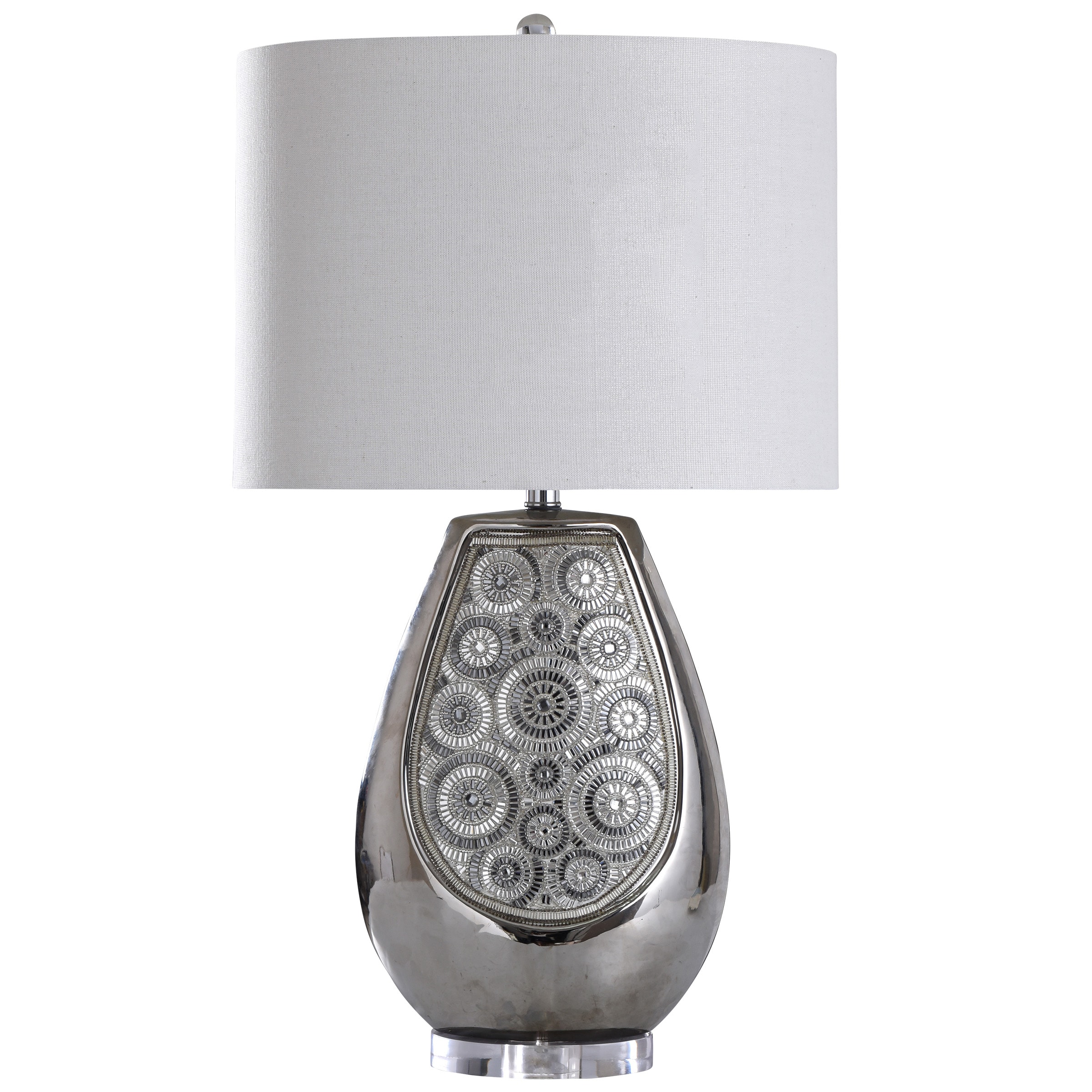 StyleCraft Home Collection L317920DS 30.5-in Chrome, Clear 3-way Table Lamp with Fabric Shade
