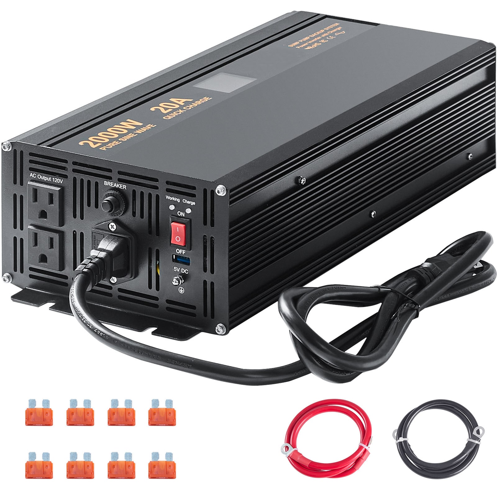VEVOR SCWSBNBQSX2002551V1 2000W Sump Pump Battery Backup with LCD  Automatically Shifts to Inverter Power Ensuring Uninterrupted Operation  Essential for Emergencies and Power Failures