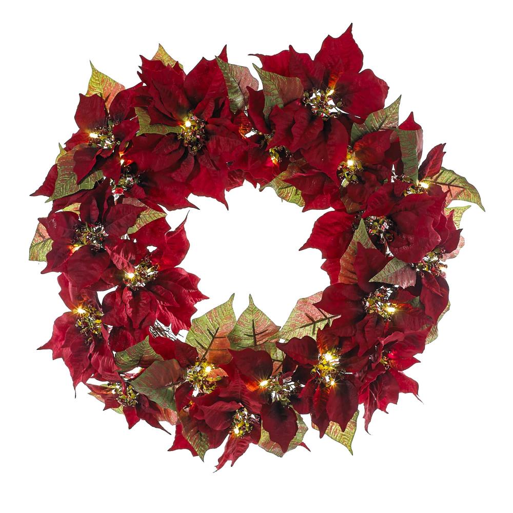 Kurt S. Adler H4093 24-in Pre-lit Indoor/Outdoor Battery-operated Red Artificial Christmas Wreath