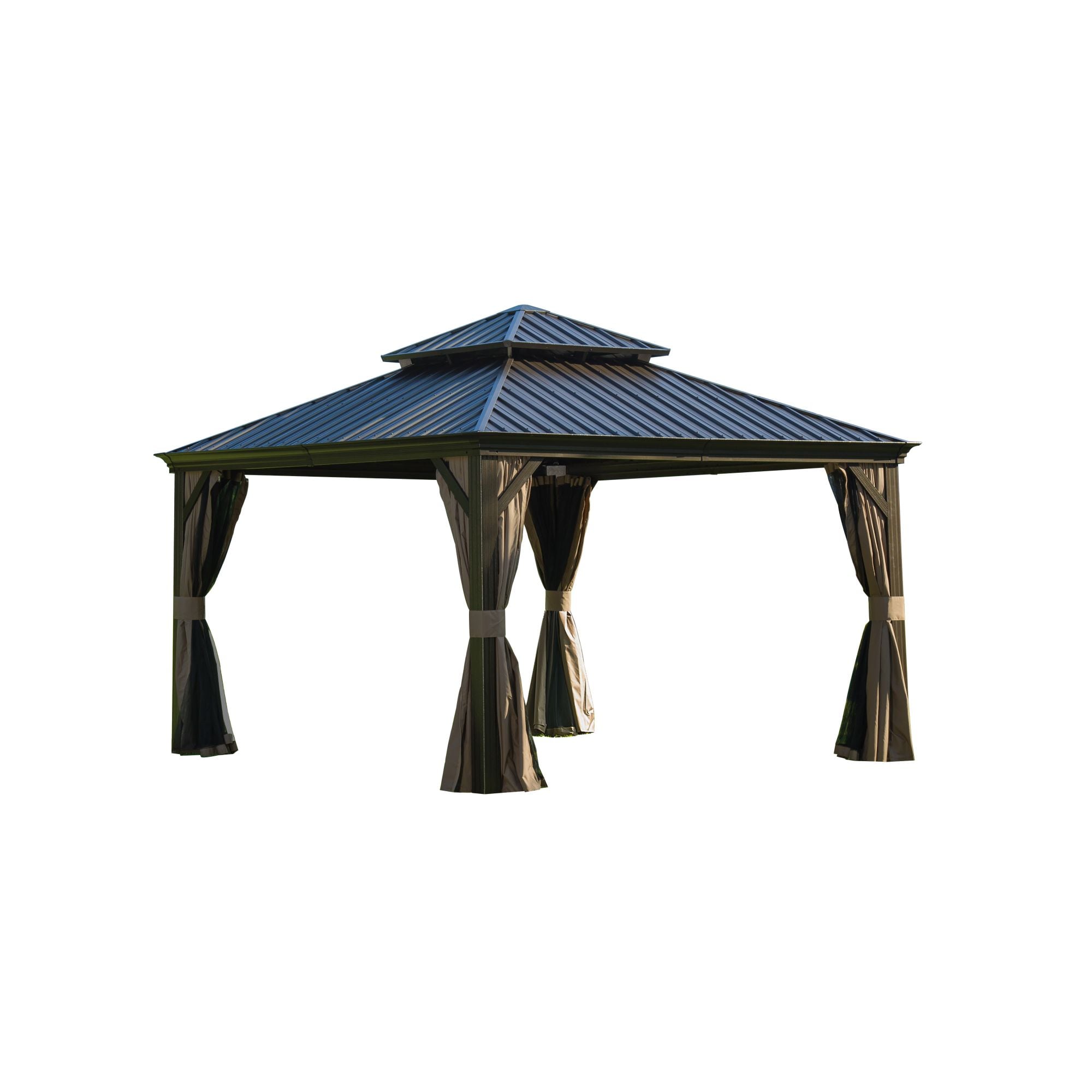 JIMSMAISON BOCPCG10BRO 12-ft x 12-ft Brown Square Hardtop Steel Roof
