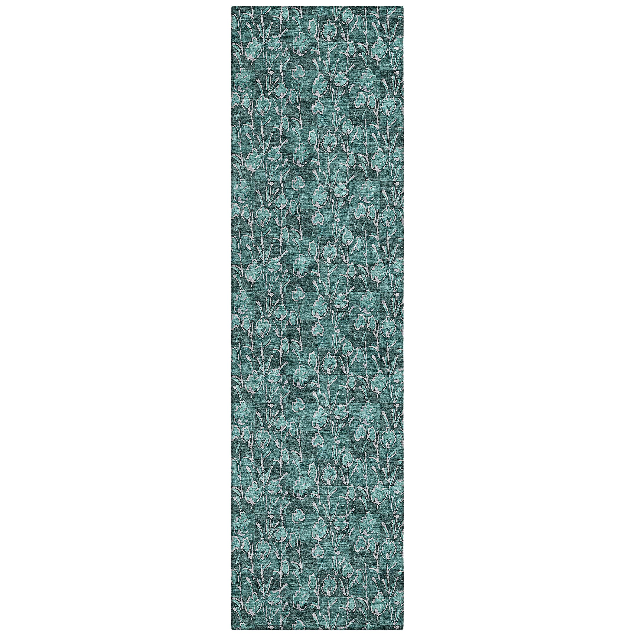 Addison Rugs ACN692TE2X8 Chantille ACN692TE 2 x 7 (ft) Polyester Teal Rectangular Indoor/Outdoor Geometric Machine washable Area rug