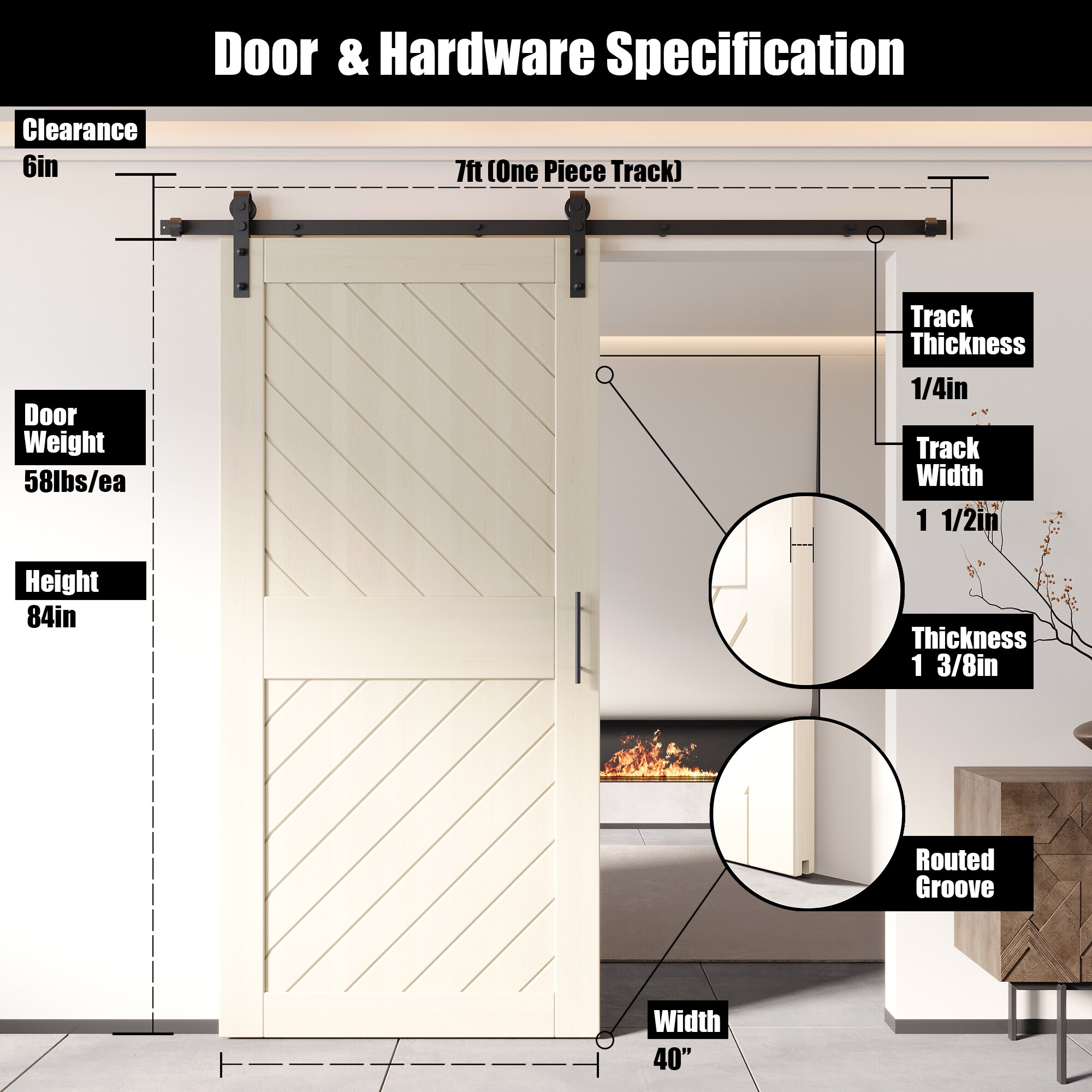 HOMACER YT1H084C-XT4-4084-TG Barn-Doors - View #2