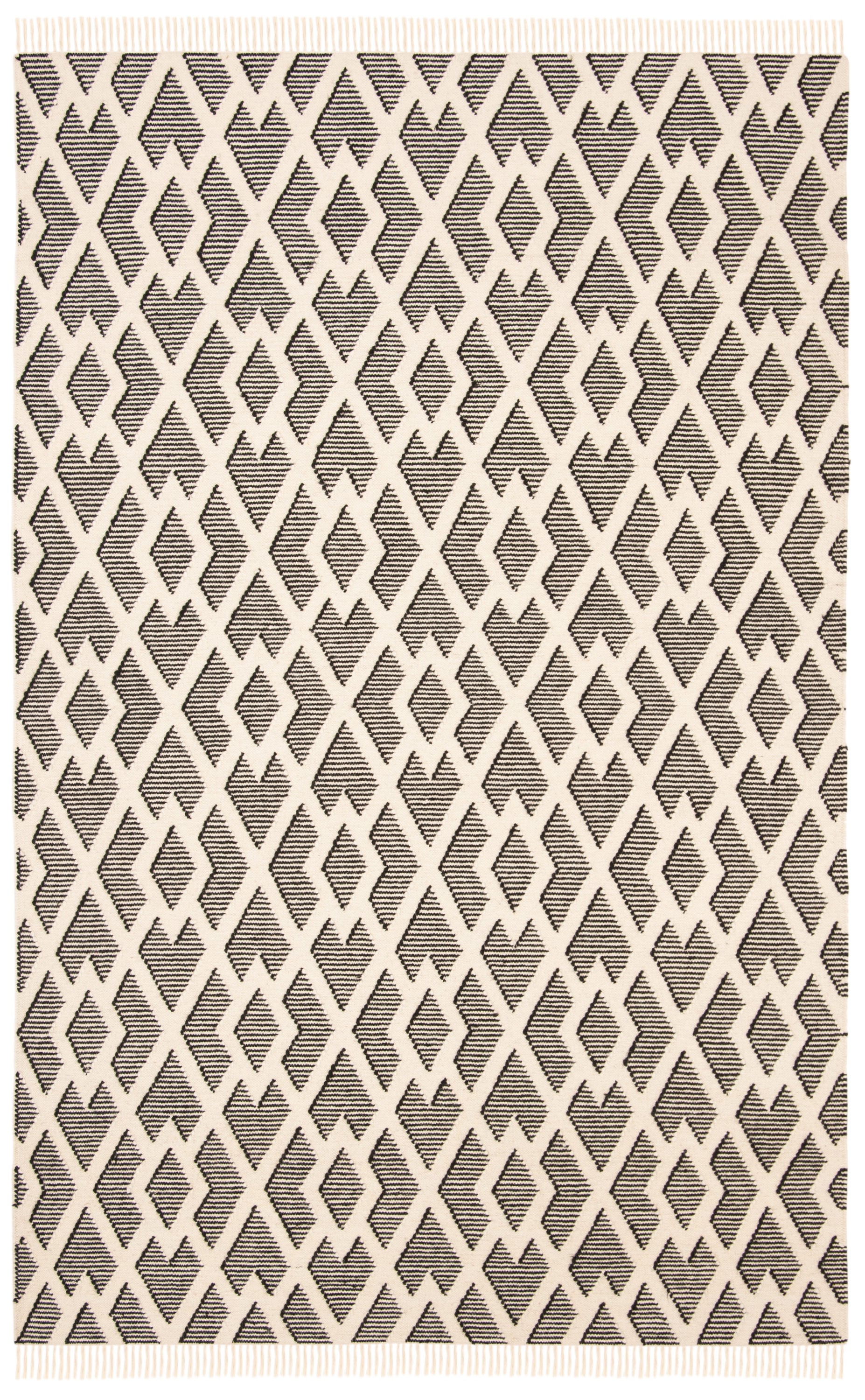 Safavieh KLM520A-5 Kilim Hilda 5 x 8 (ft) Loomed Wool Black/Cream Rectangular Indoor Abstract Oriental Area rug
