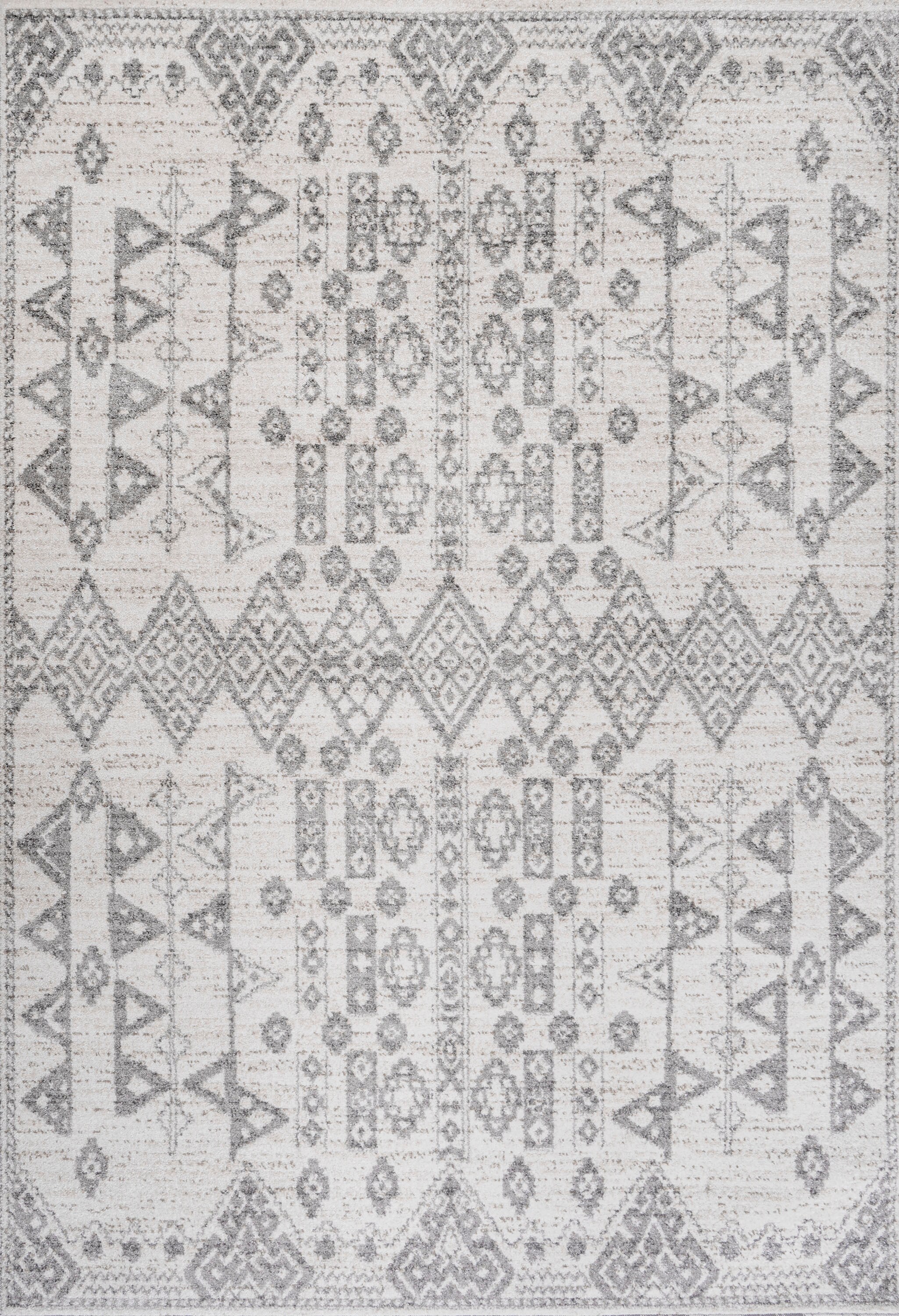 Idris Tribal Diamond 5x8 Geometric Gray Synthetic Area Rug