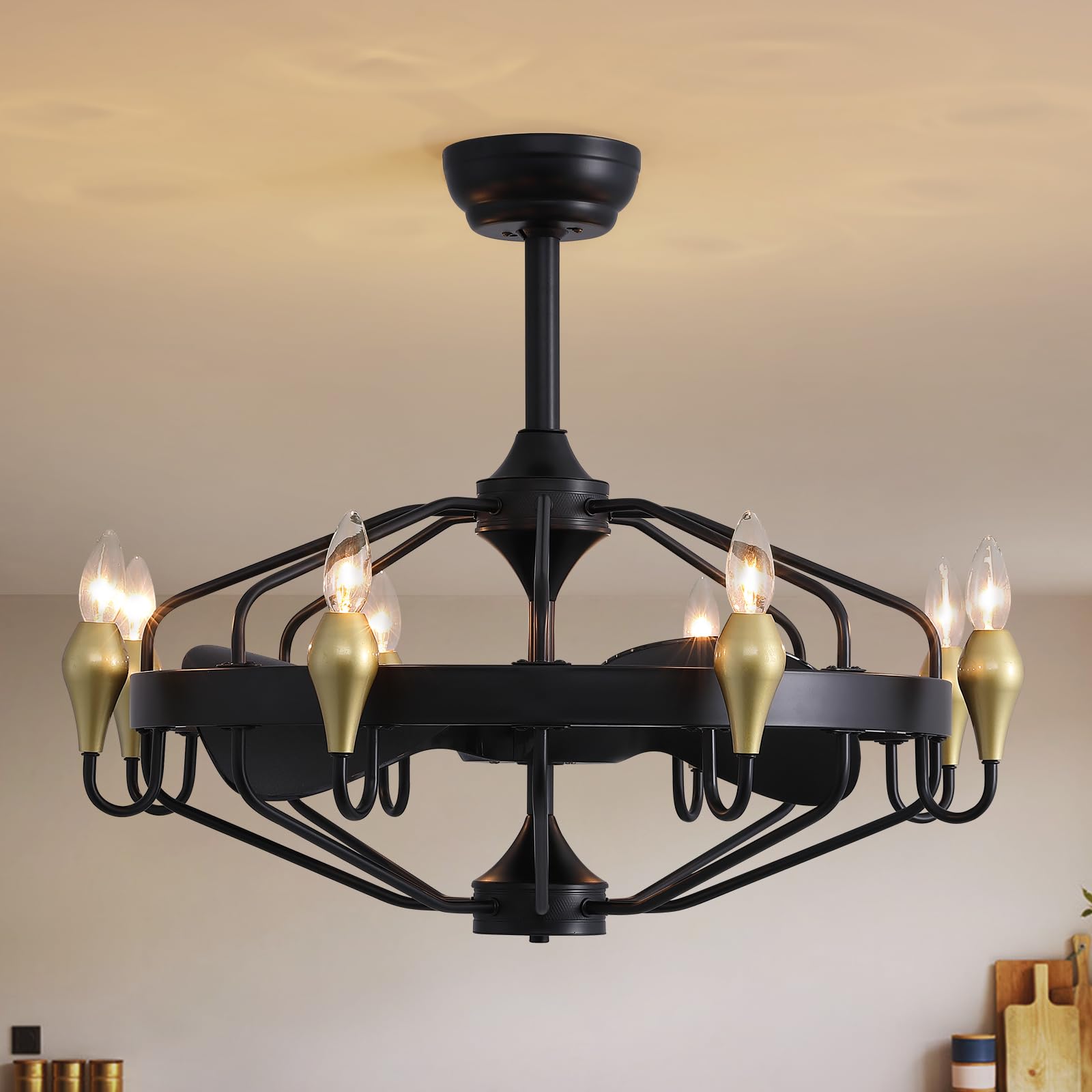 SILJOY CFL-1139-01 Flush mount Ceiling Fan with Light and Remote Control Include