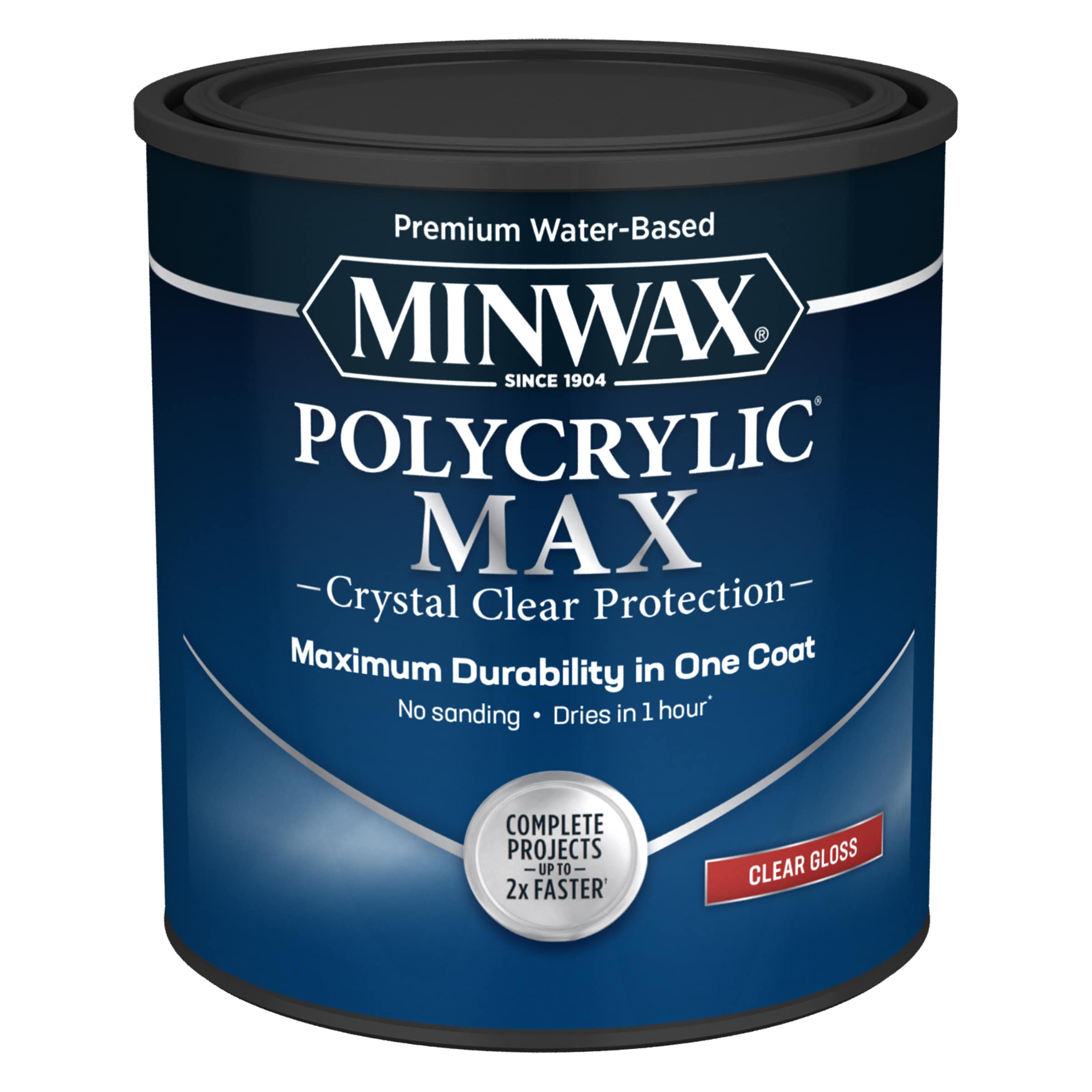 Minwax 633335555 Polycrylic Max Water-based Clear Transparent Gloss Interior Stain ( 1-quart )