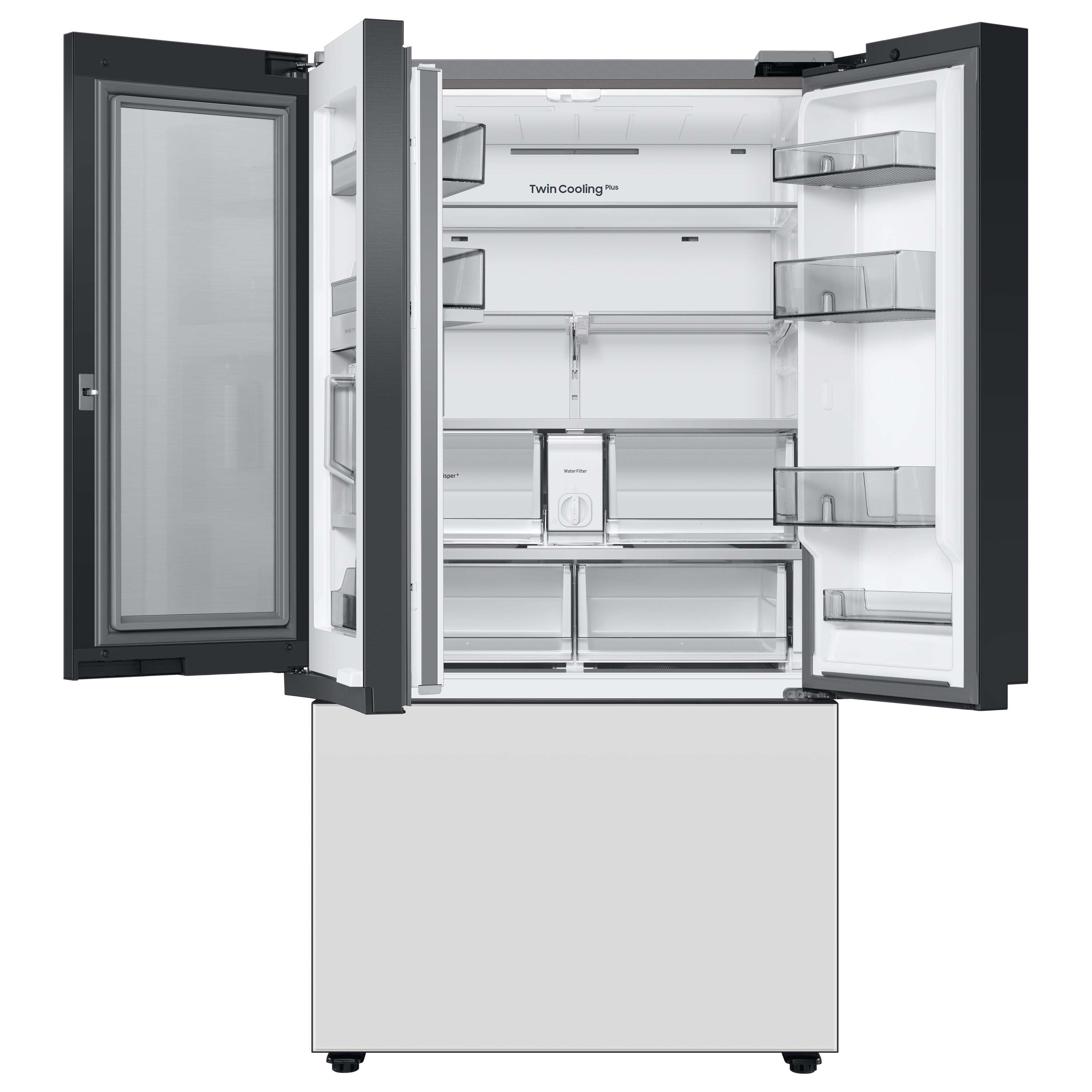 Samsung Bespoke 30.1-cu ft Smart French Door Refrigerator with Dual Ice Maker and Water Dispenser and Door within Door (White Glass- All Panels) ENERGY STAR