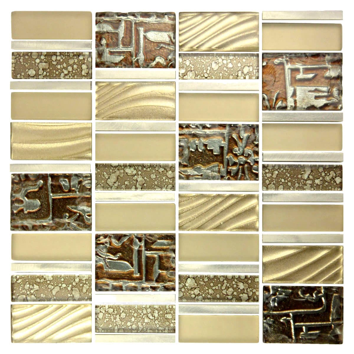 Abolos LWSHDCSQ-BS Imperial Golden Gold 12-in x 12-in Multi-finish Glass/Metal/Stone Mosaic Wall Tile ( 13-sq ft Carton )