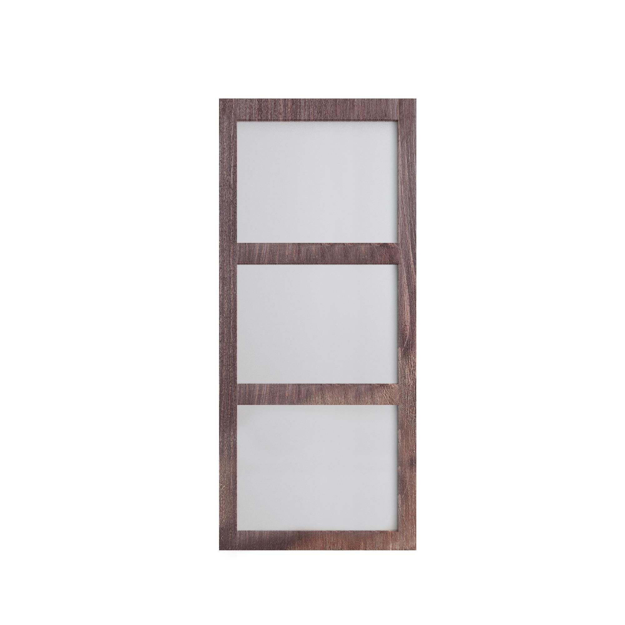 HOMACER 5Z7802-3684-GD 36-in x 84-in Dark Brown Frosted glass Pine Wood Solid core Single Barn Door (Hardware Not Included)