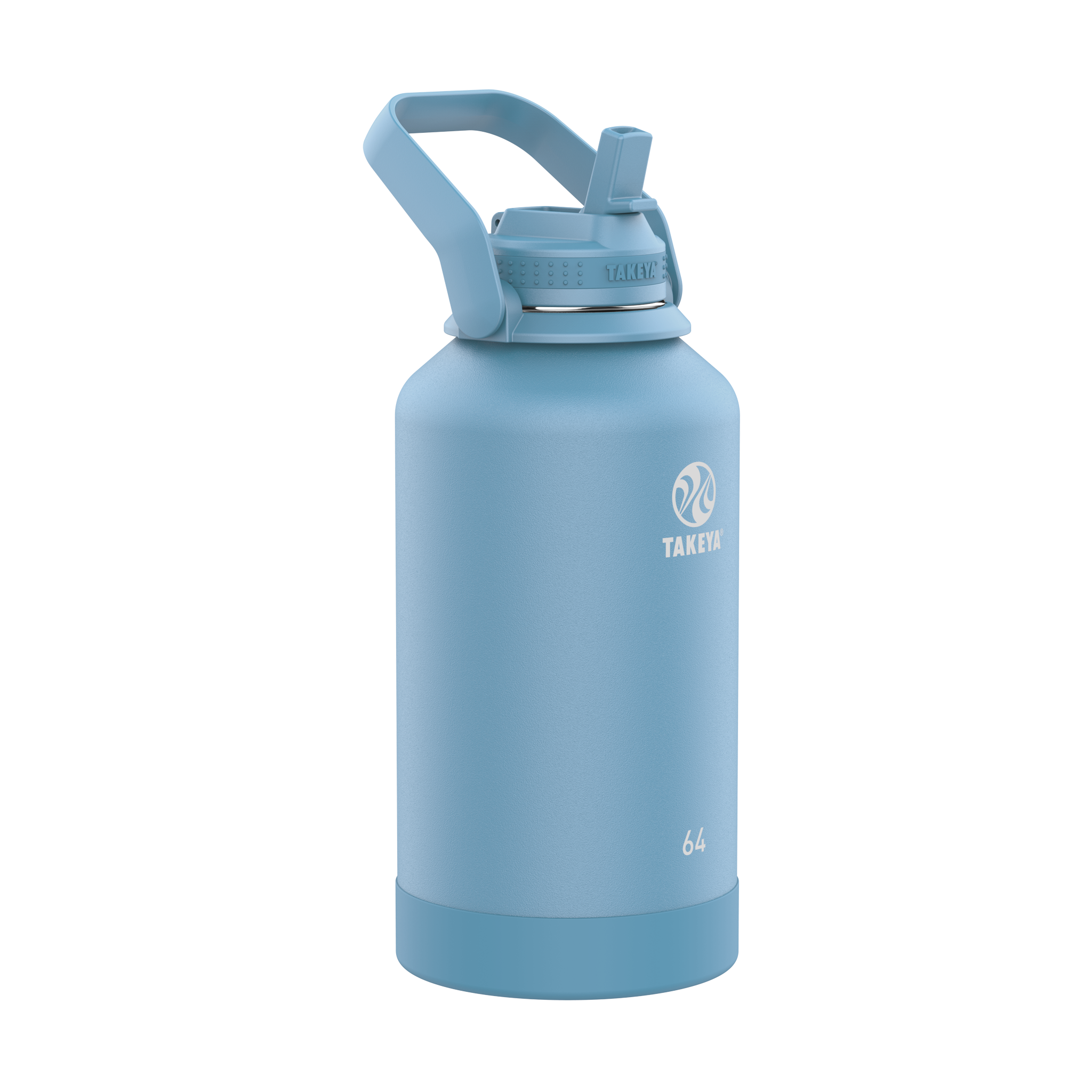 Takeya Tritan Motivational 64 oz. Water Bottle with Straw Lid, Breezy Blue