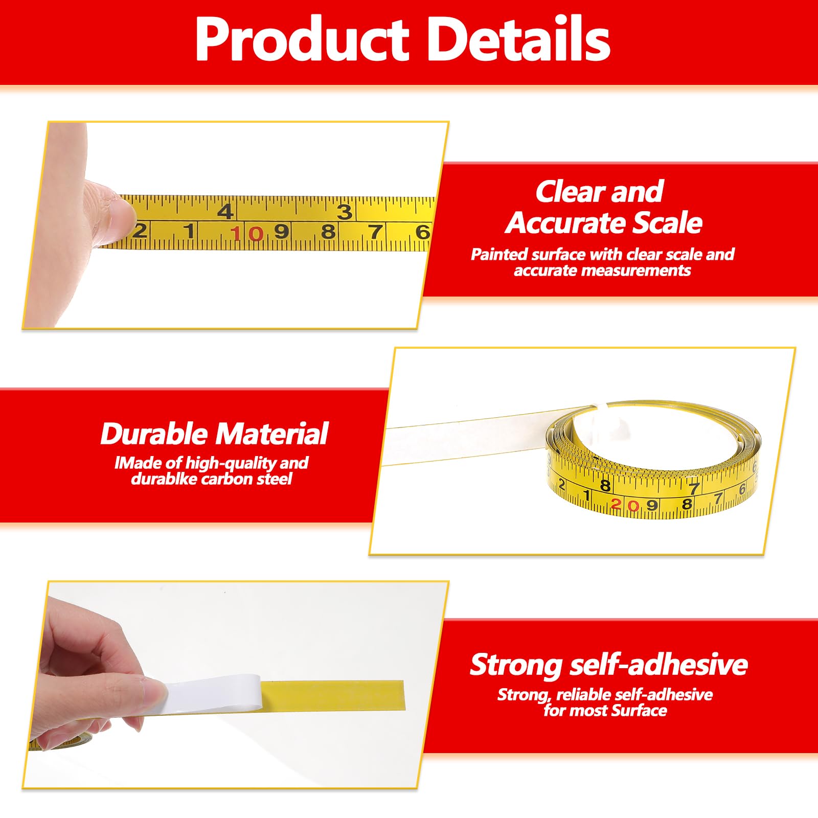 DYRCJ Self Adhesive Measuring Tape 78 Inch 200 Centimeter Carbon Steel ...