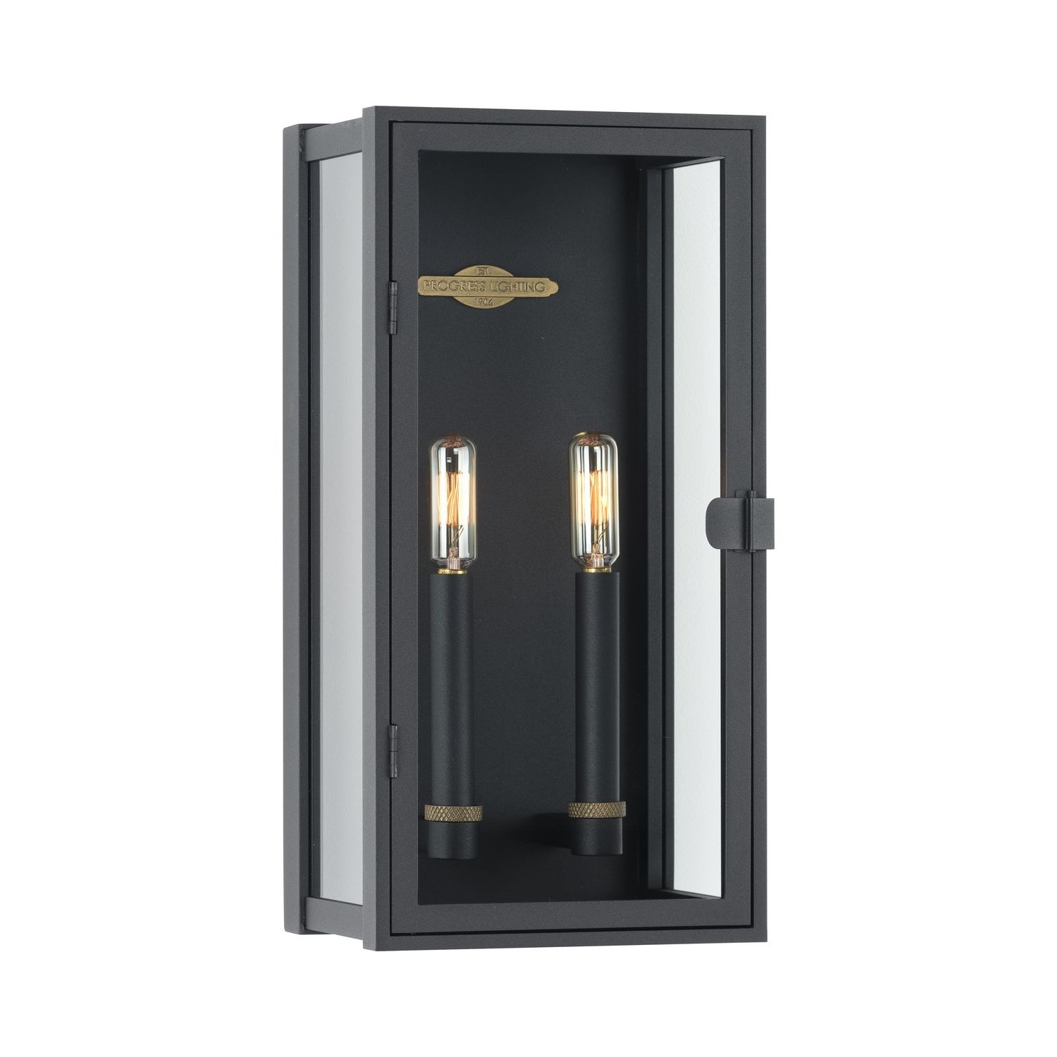 Textured Black 2-Light Outdoor Wall Lantern with Clear Glass
