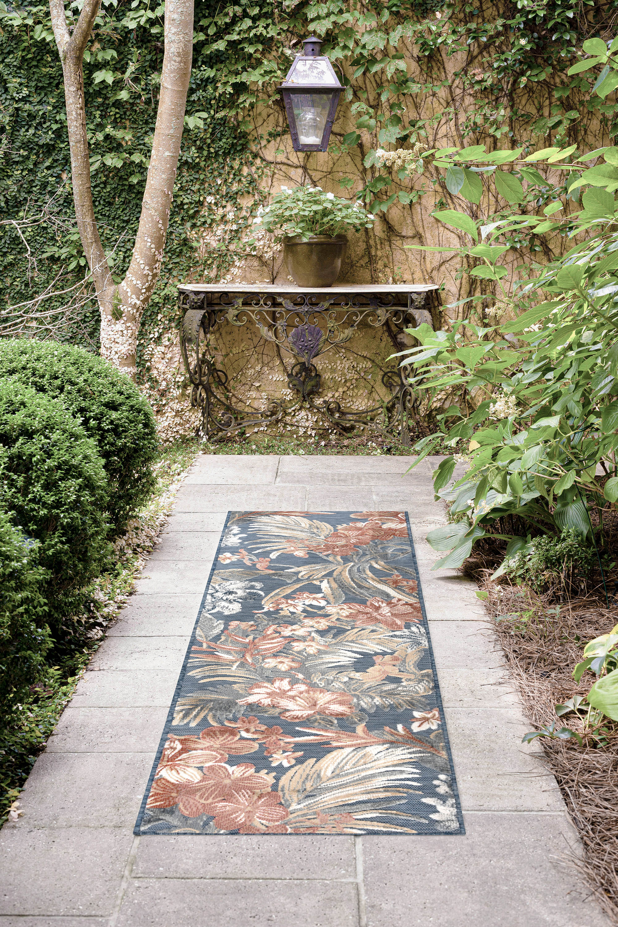 Tayse TRP1007 2X8 Tropic 2 x 8 (ft) Flatweave Polypropylene Blue Rectangular Indoor/Outdoor Floral/Botanical Coastal Runner rug