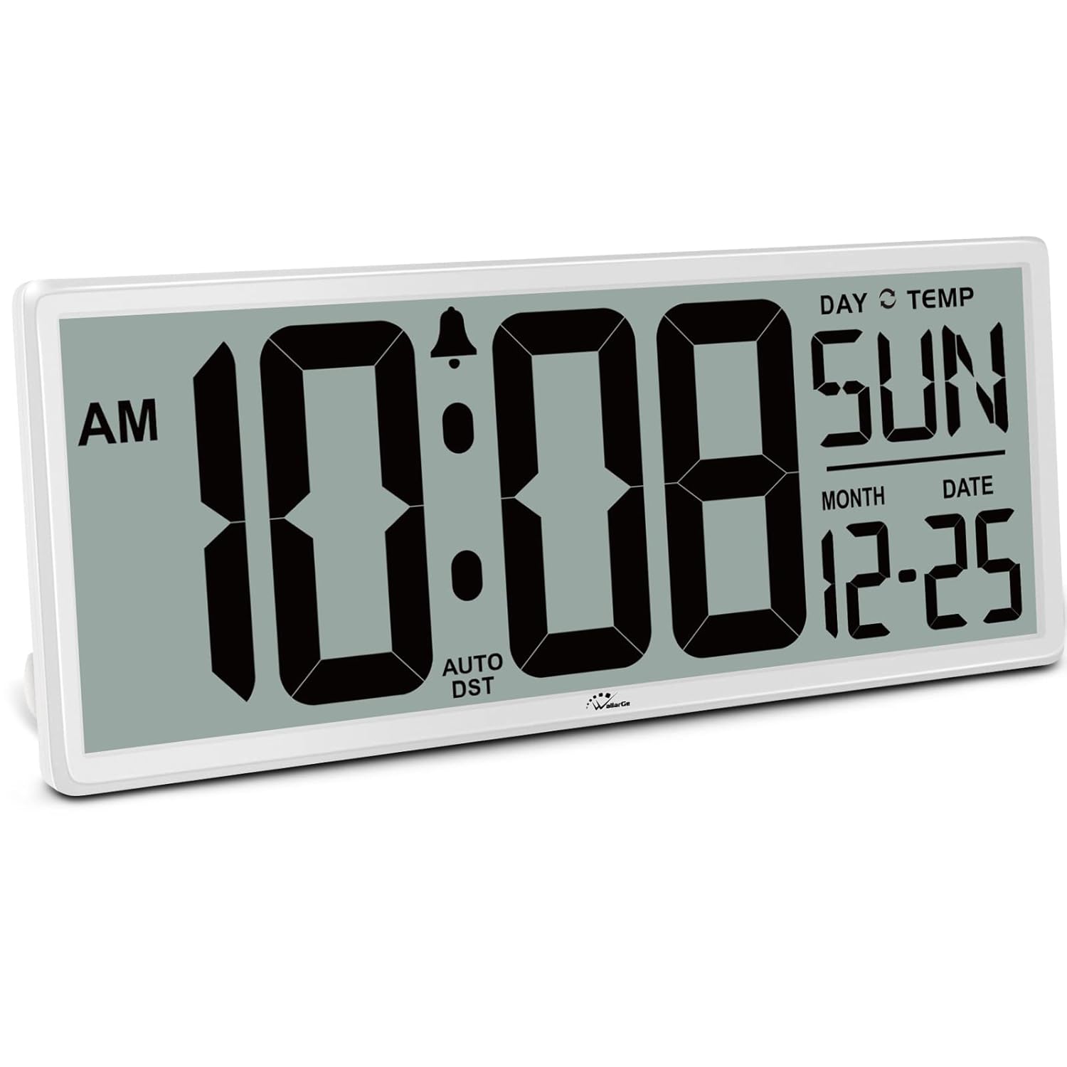 WallarGe 14 5in Inch Large Digital Wall Clock Battery Operated with Jumbo Numbers Temperature and Date Easy to Read and Set with Auto DST